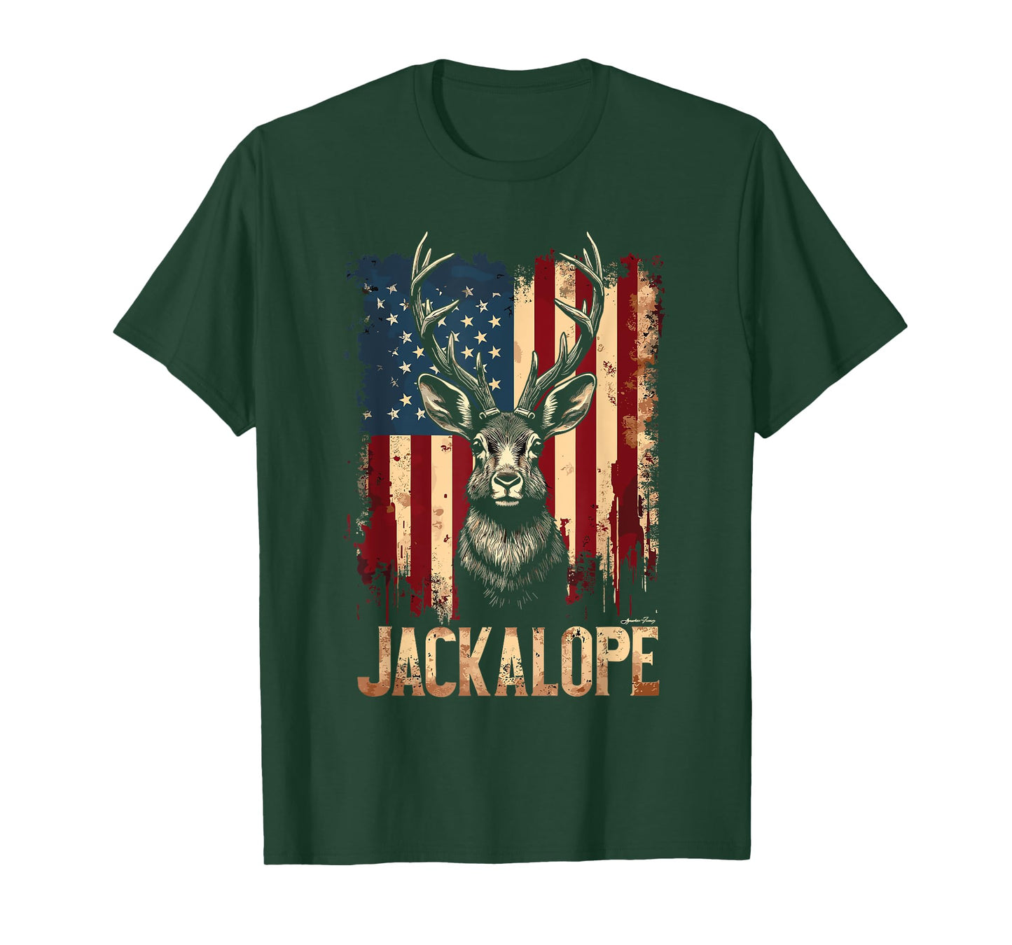 Jackalope American Flag Urban Wildlife T-Shirt