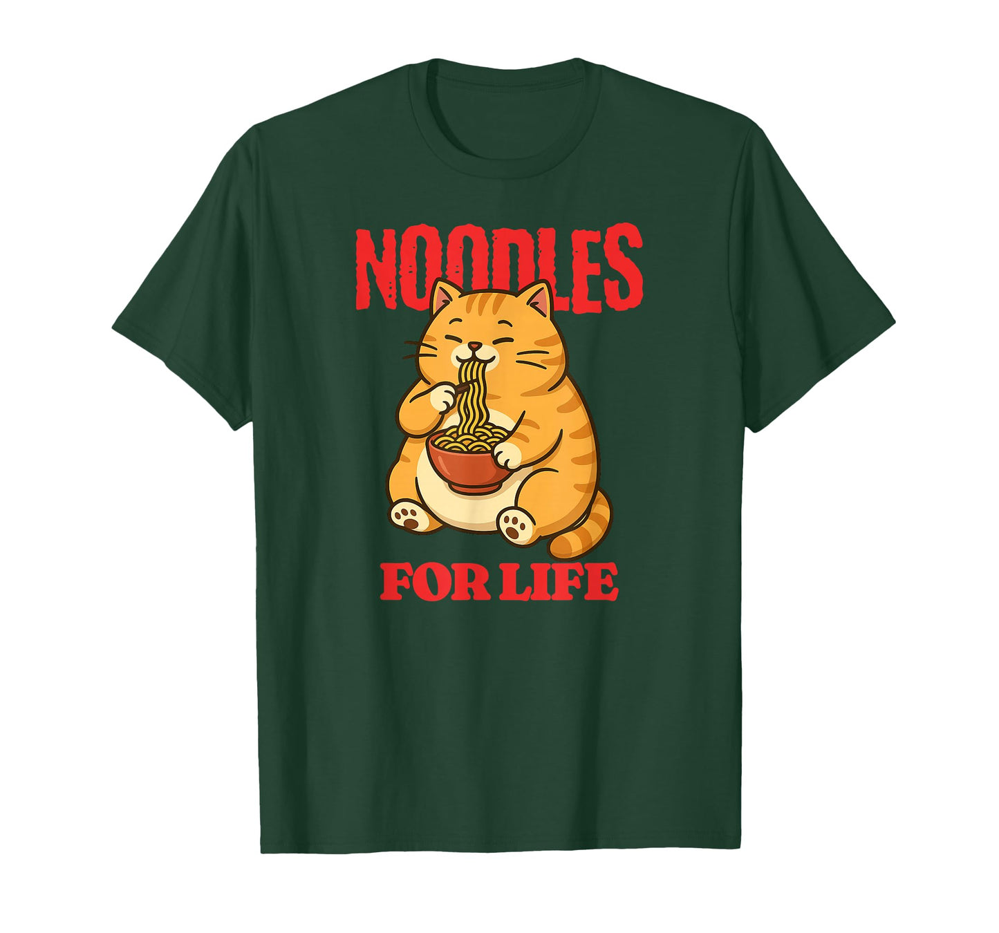 Cat Eating Noodles for Life Funny Ramen Lover T-Shirt