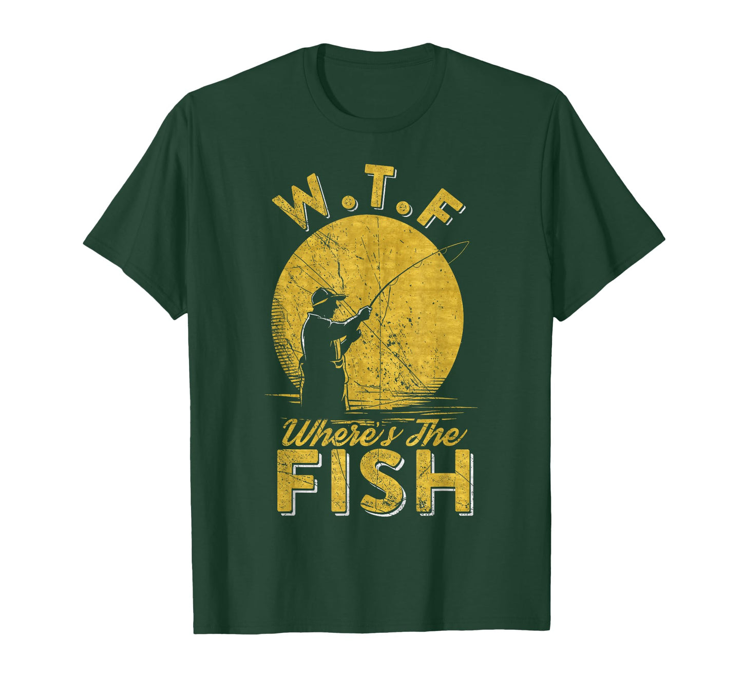 Vintage W.T.F Wheres The Fish, Fisherman, Fishing Lover T-Shirt