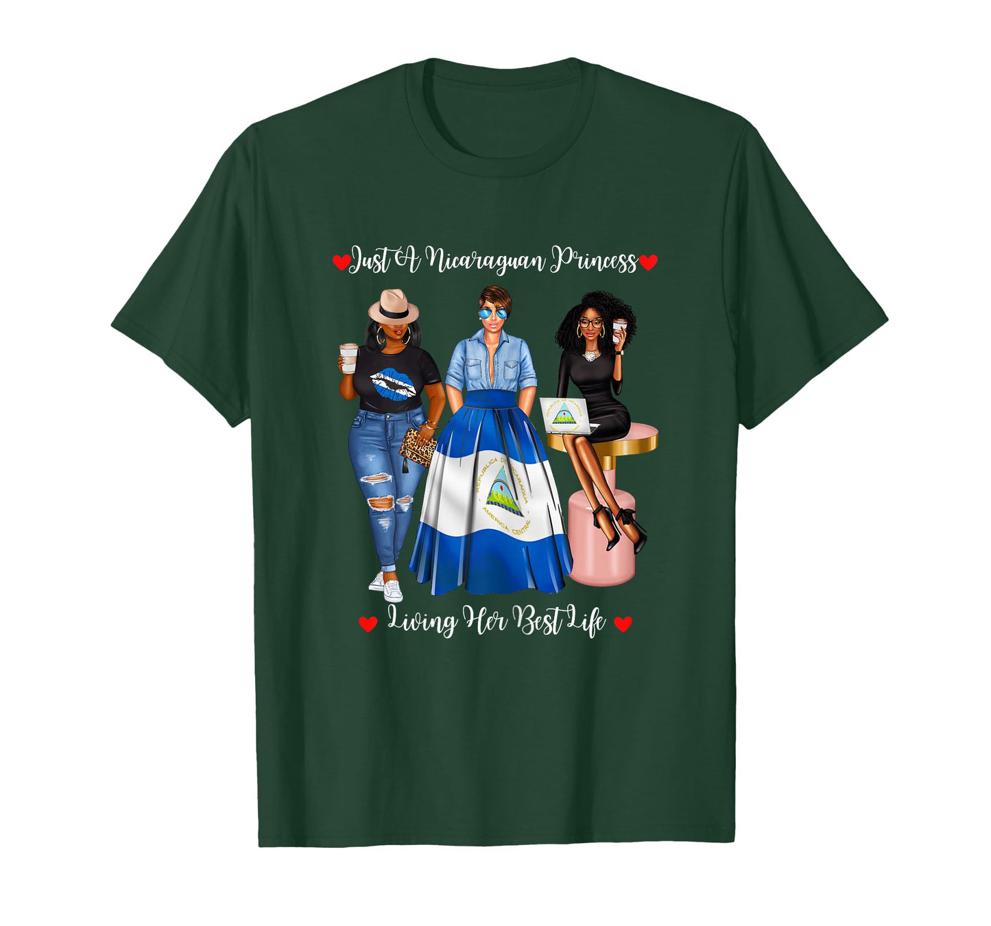 Just A Nicaraguan Princess Living Her Best Life Black Womens T-Shirt