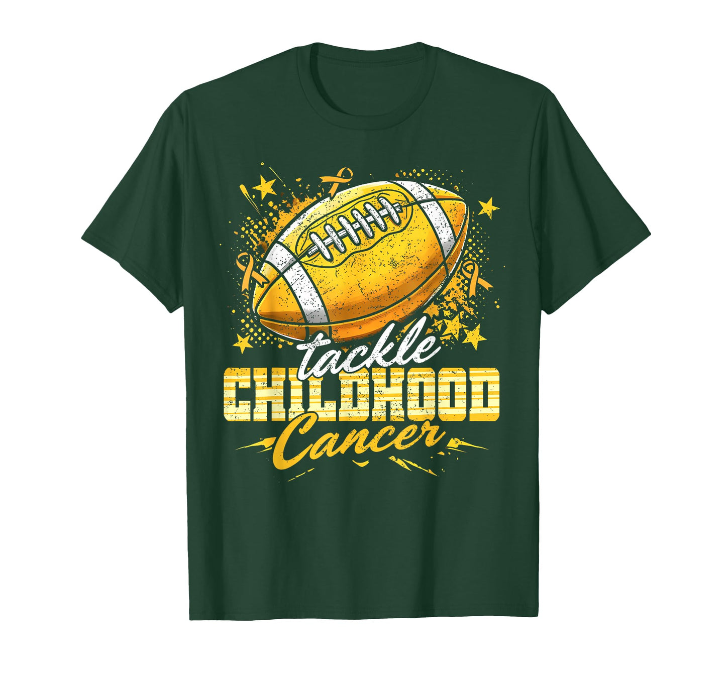Football Gold Ribbon Tackle Childhood Cancer Awareness Kids T-Shirt