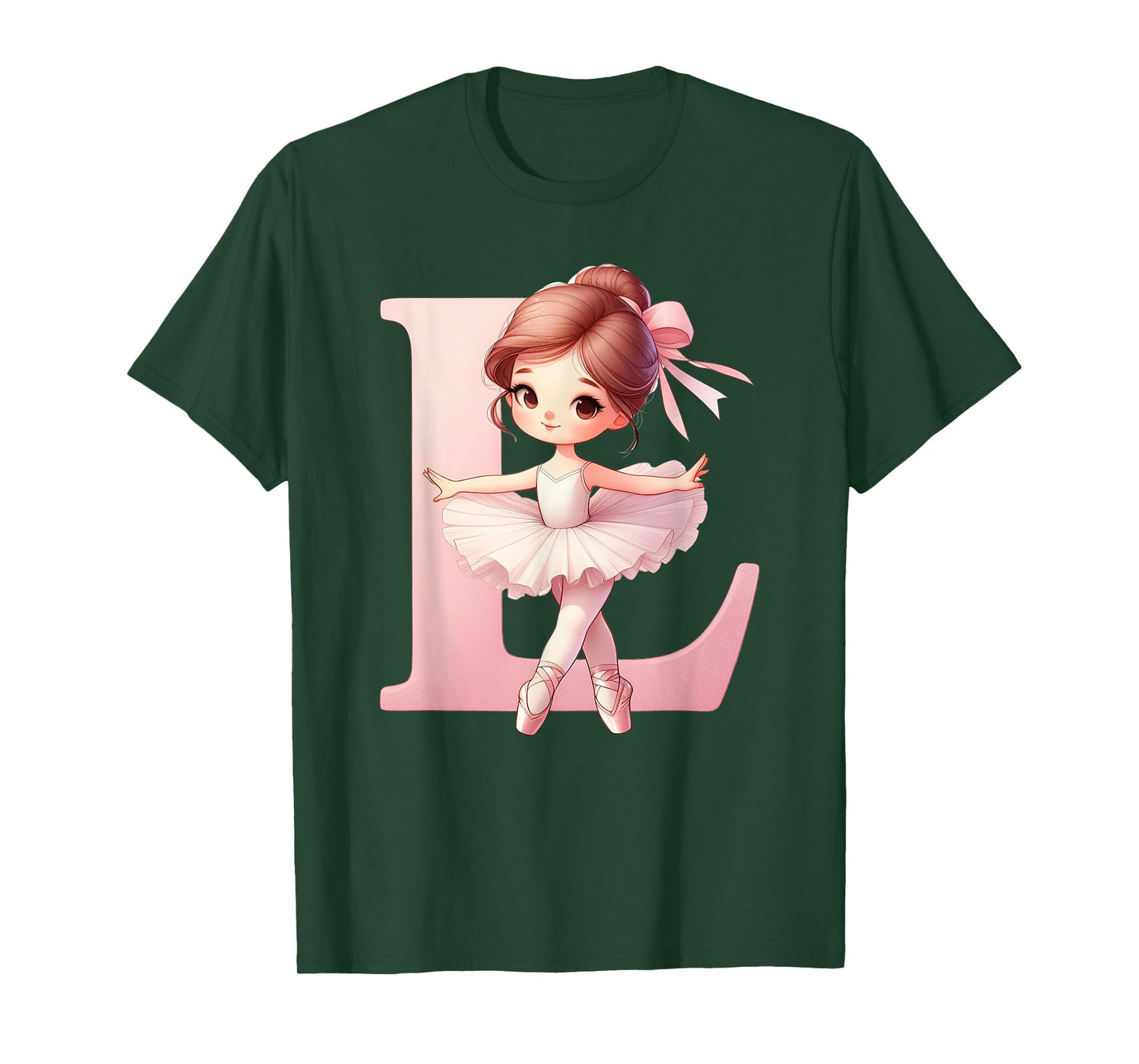 Ballerina Girl Dancing Name First Letter L Girly Tutu Ballet T-Shirt