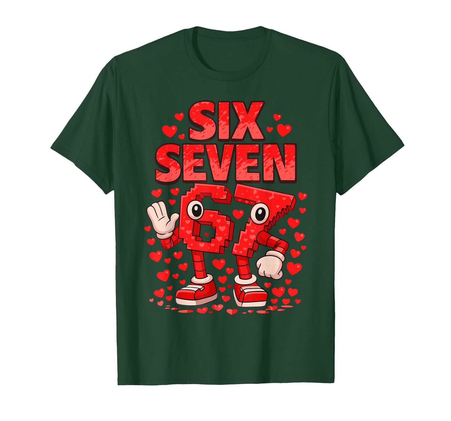 Kids Meme 67 Six Seven 6 7 Valentine Heart T-Shirt - T-Shirt | Forest