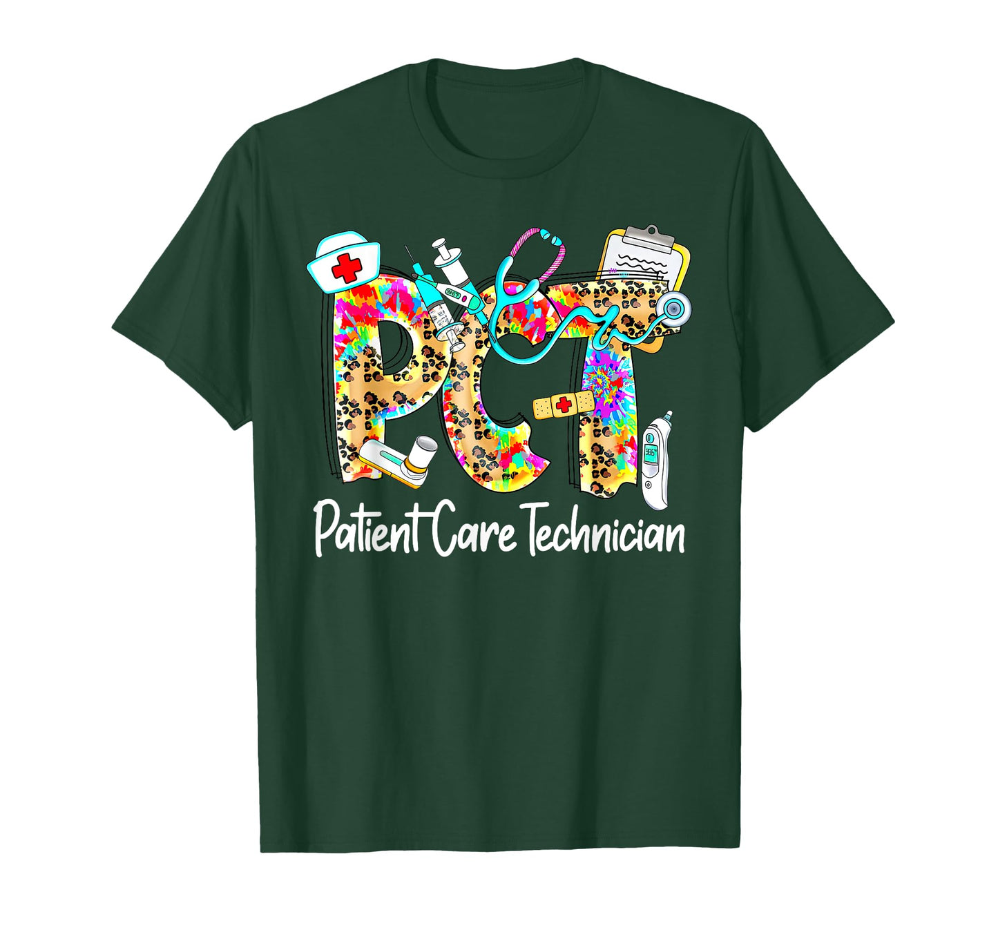 Retro Leopard PCT Patient Care Technician Medical Assistant T-Shirt