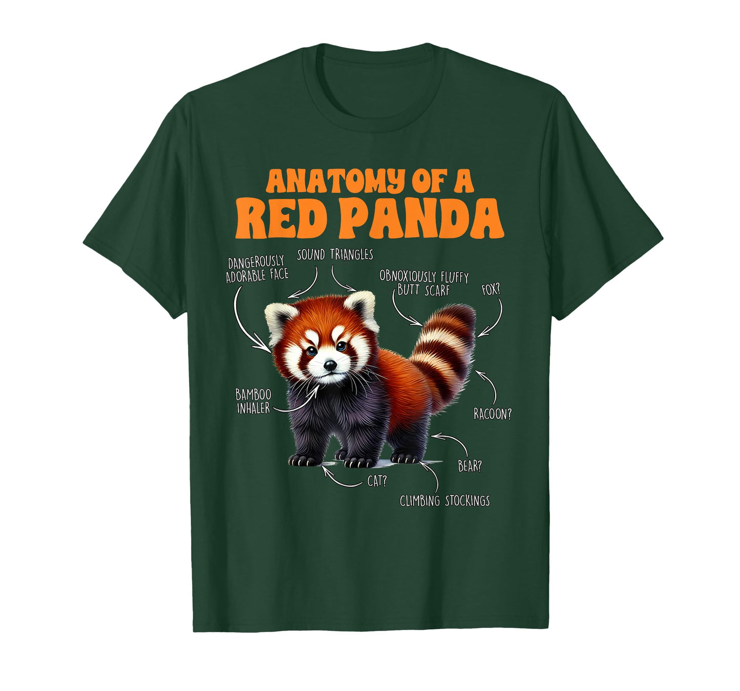 Red Panda Lover Animal Lover Anatomy Of A Red Panda T-Shirt
