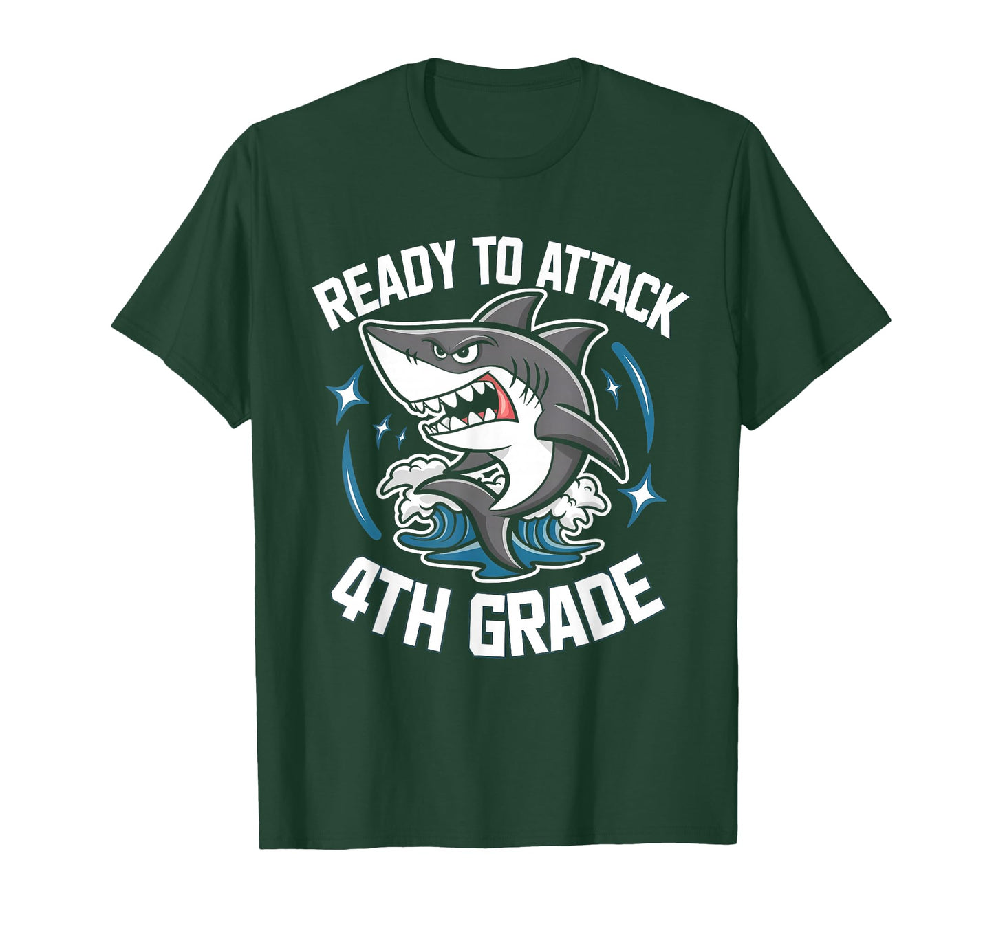 Ready To Attack 4th Grade Shark Funny Back To School Boys T-Shirt