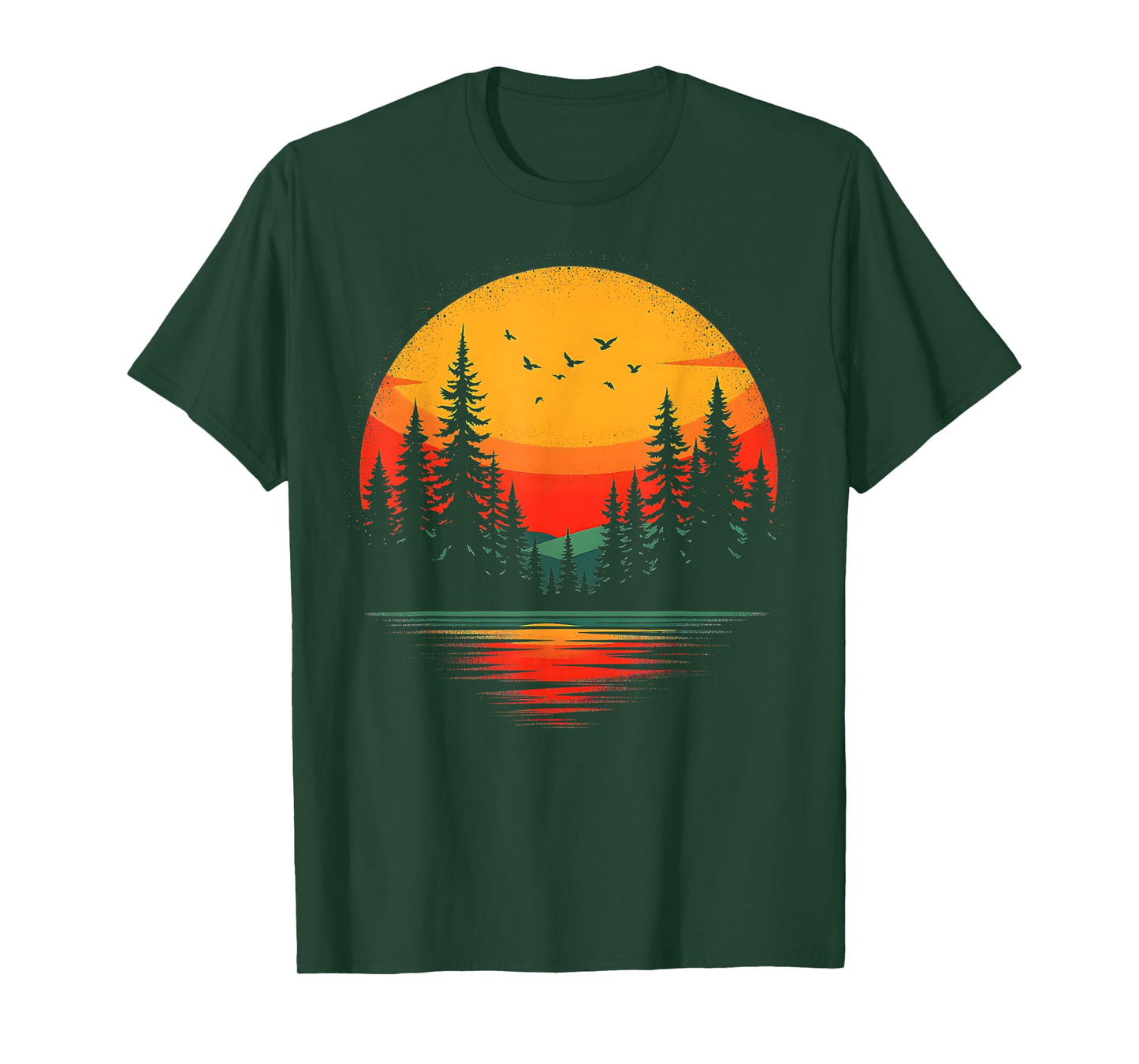 Trees Reflection Wildlife Nature Forest Outdoor Retro Sunset T-Shirt