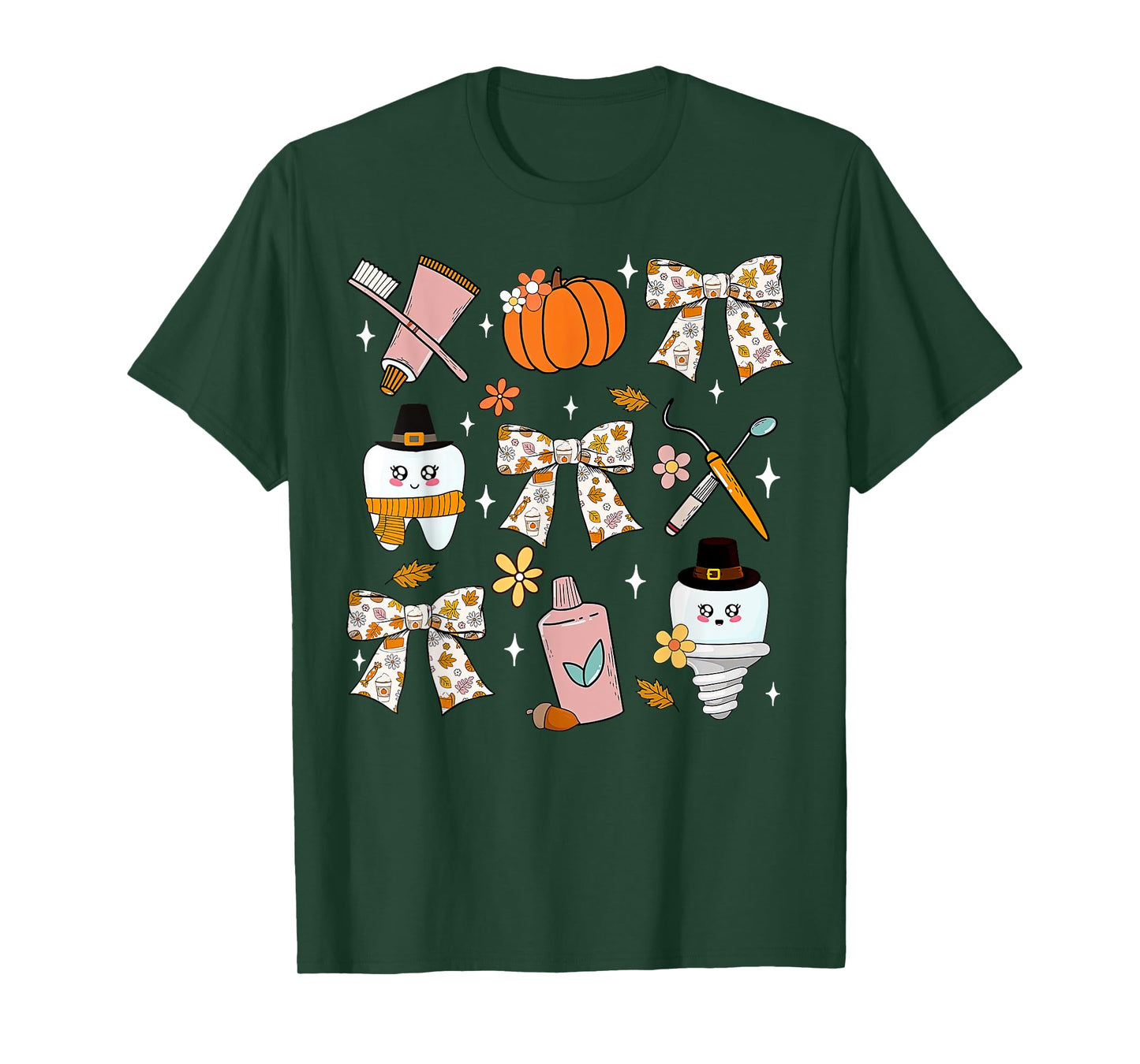 Coquette Bow Dental Squad Fall Autumn Dentist Assistant T-Shirt