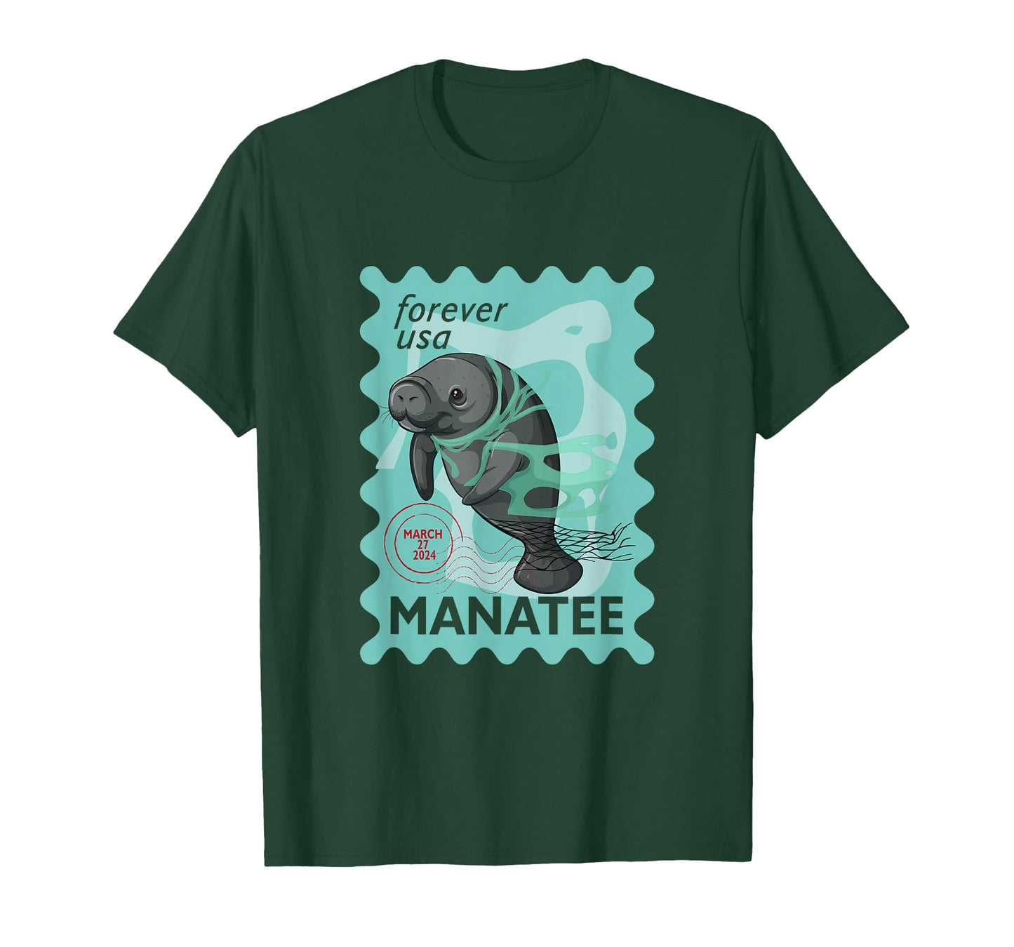 Manatee Stamp Wildlife Animal Manatee Lover Postal Worker T-Shirt