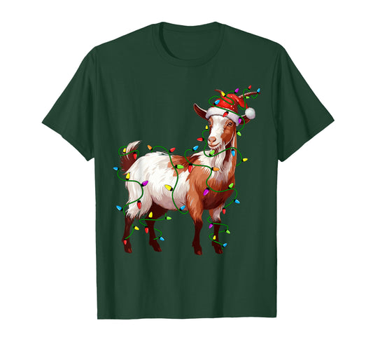 Goat Santa Christmas Tree Lighting Xmas Funny T-Shirt