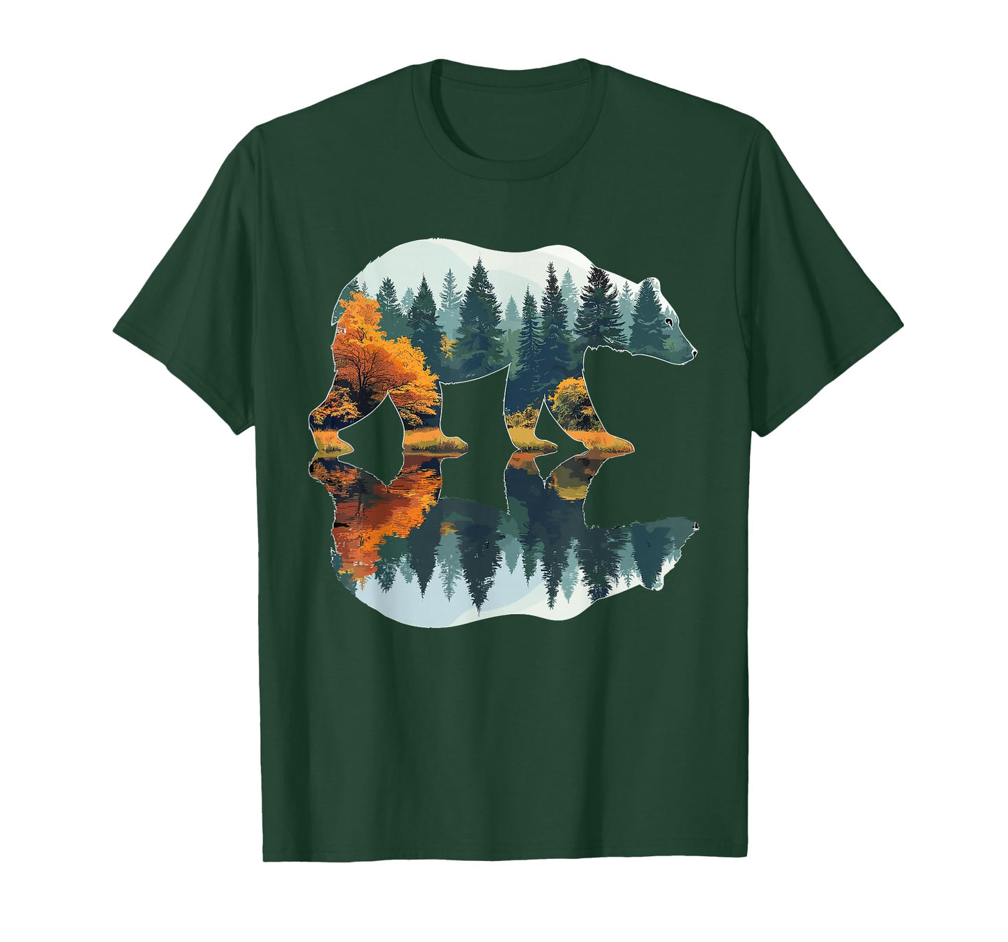 Trees Wildlife Reflection Nature Bear Outdoor Forest T-Shirt
