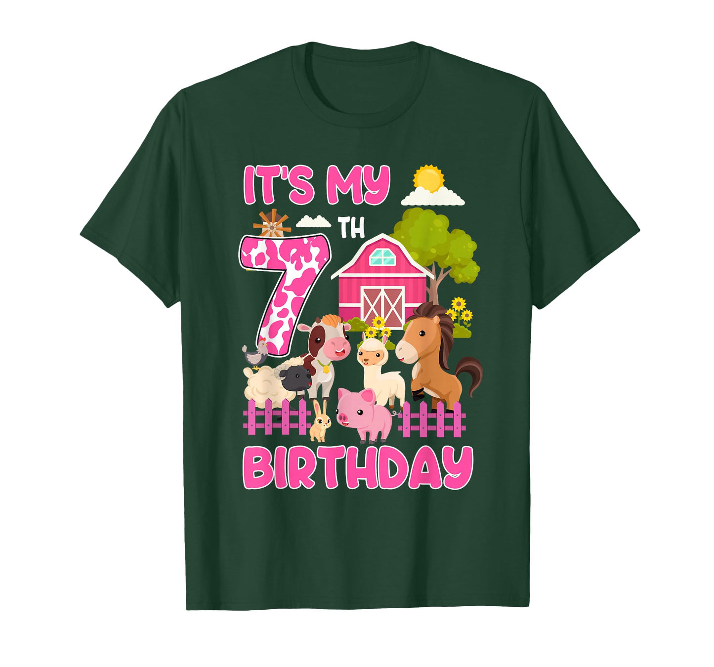 It’s My 7th Birthday Farm Animals 7 Year Old Girl Party T-Shirt