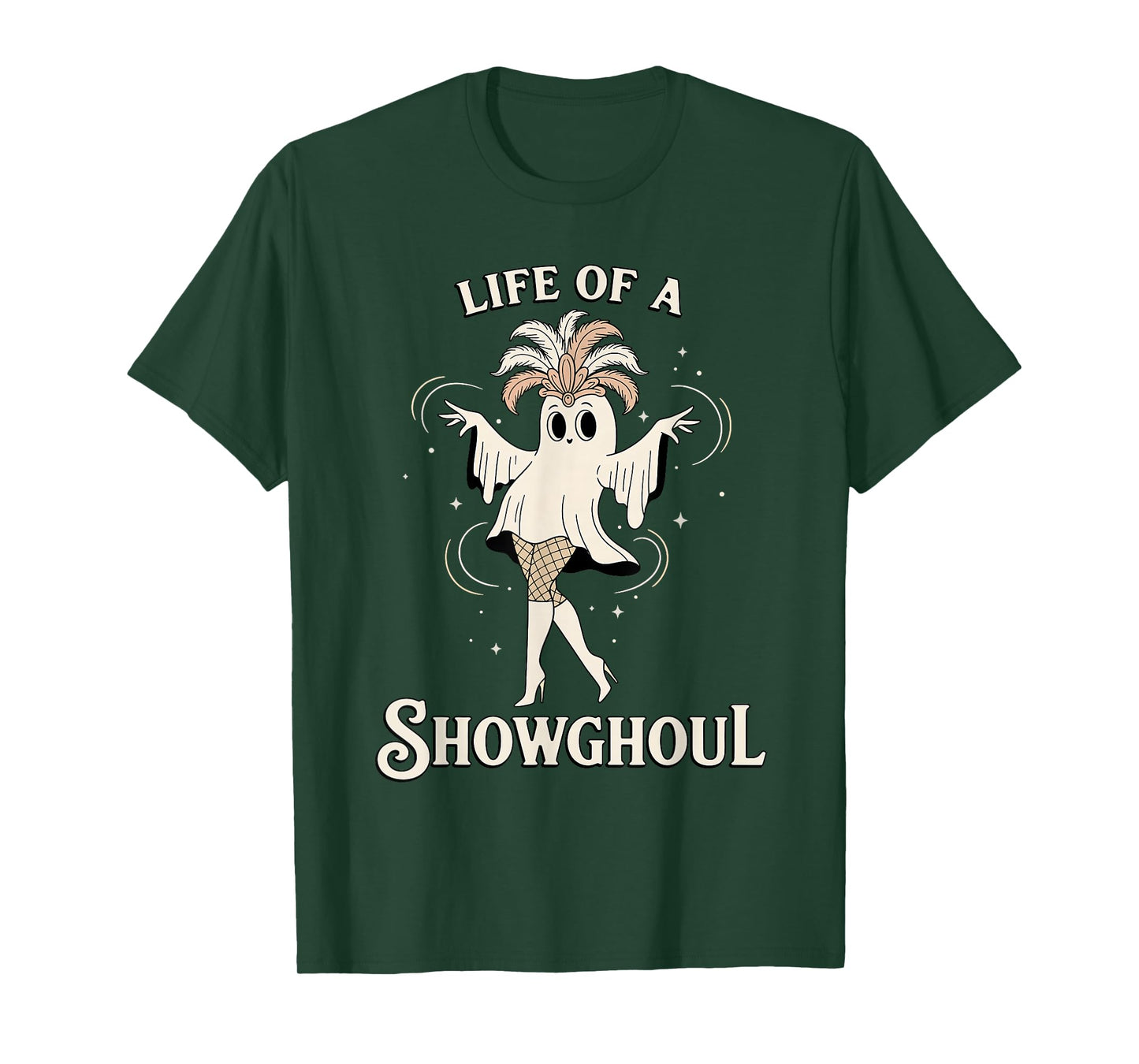 Life of a Showghoul Cute Halloween Ghost Showgirl Fan Design T-Shirt