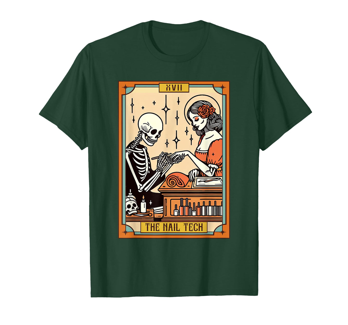 Funny Skeleton Nail Boss The Nail Tech Life Tarot Card T-Shirt