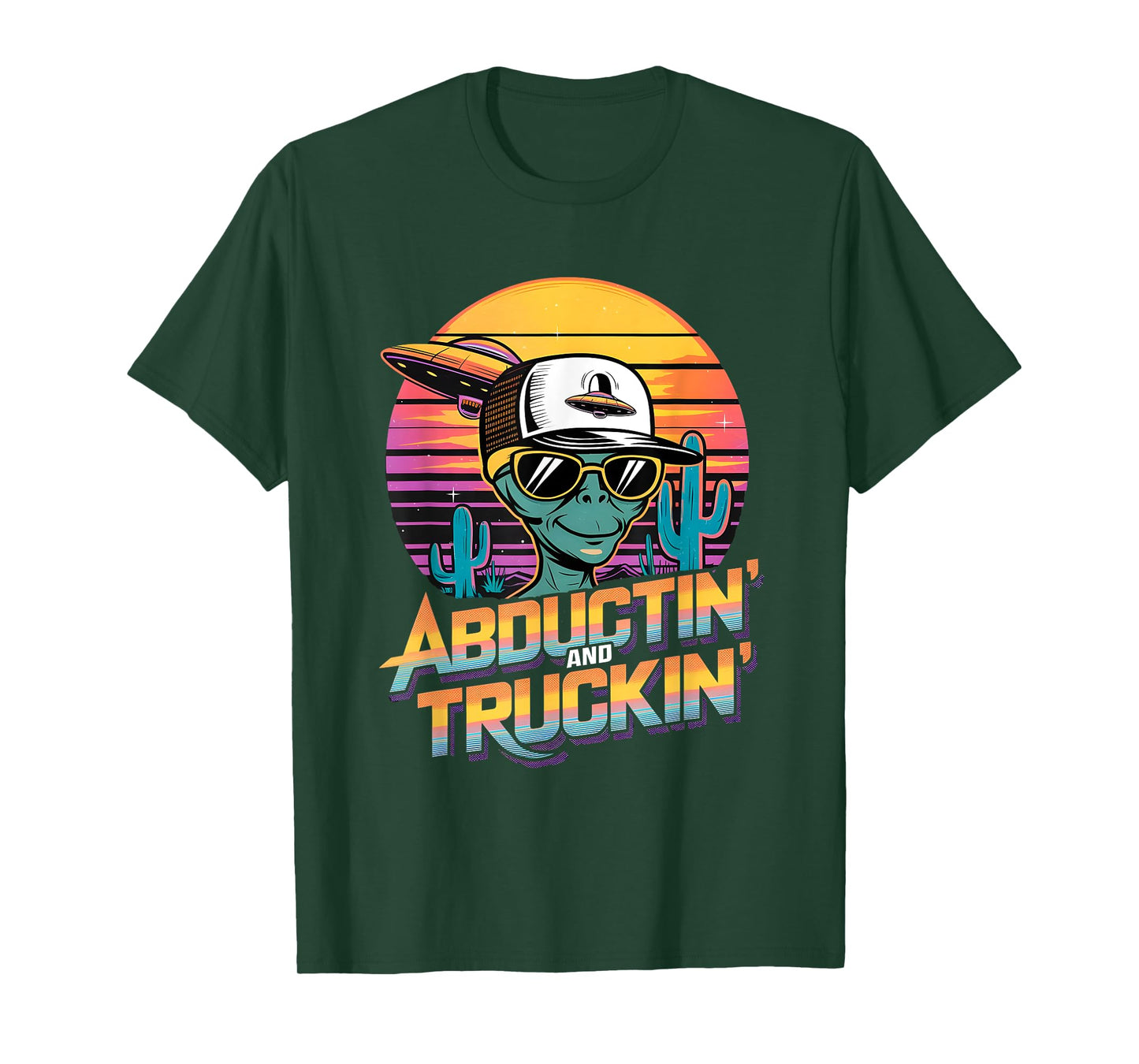Alien and UFO trucker design. Abductin' and Truckin' T-Shirt
