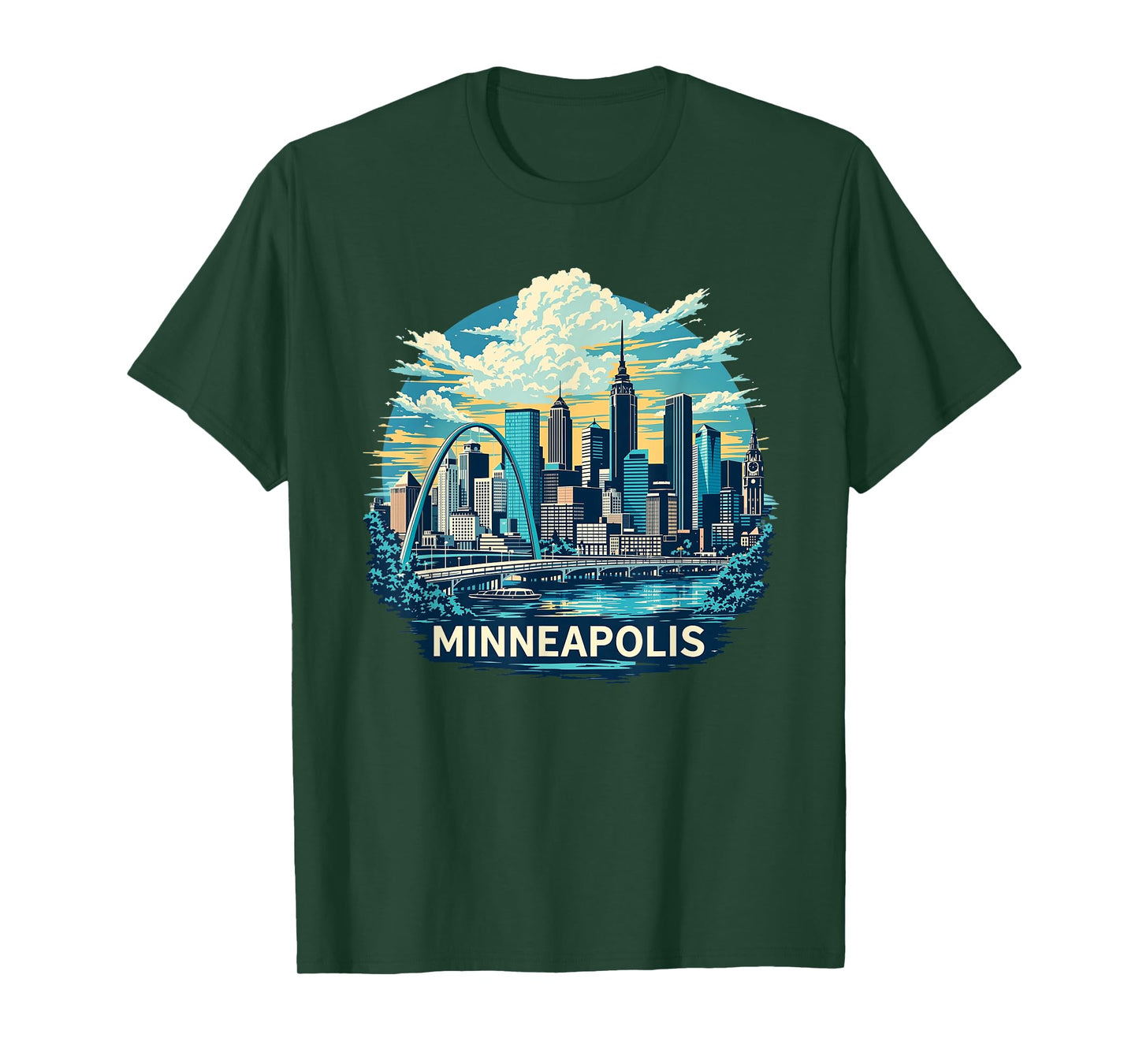 Vintage Minneapolis Minnesota Sunset Skyline Cityscape Retro T-Shirt