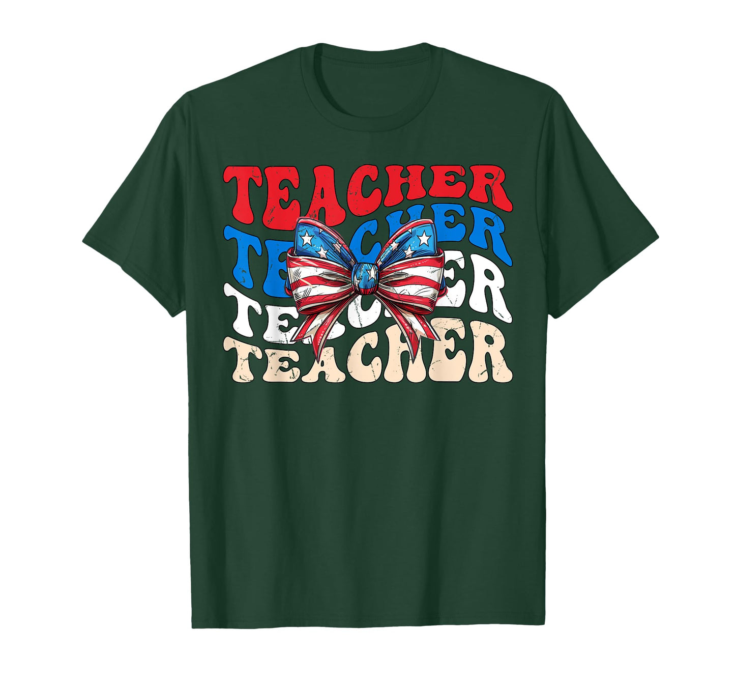 Groovy Teacher American flag 4th of July USA funny Teacher T-Shirt for Women Men
