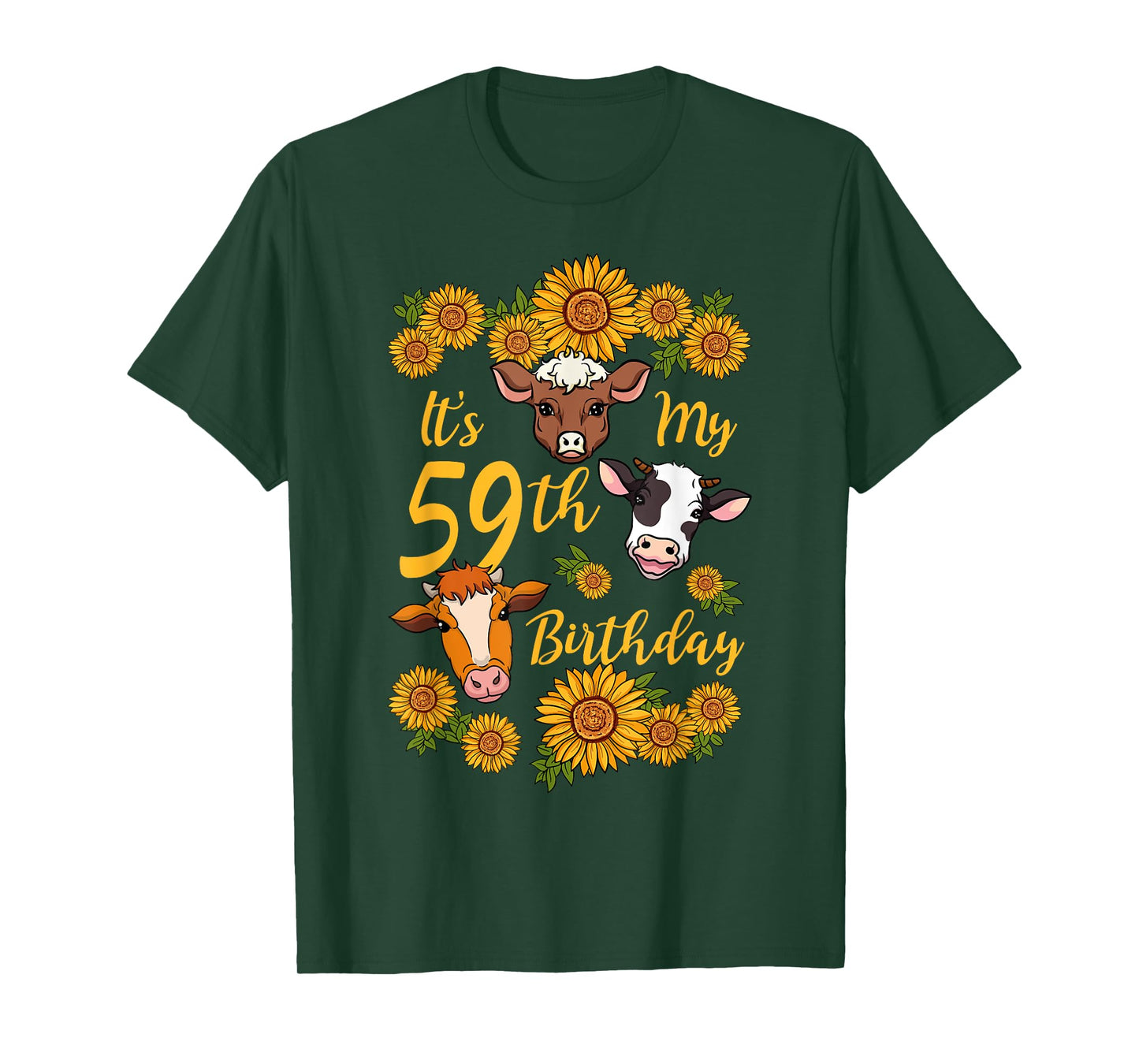 Cow 59th Birthday Party Sunflower Moo Farm Animal Barnyard T-Shirt