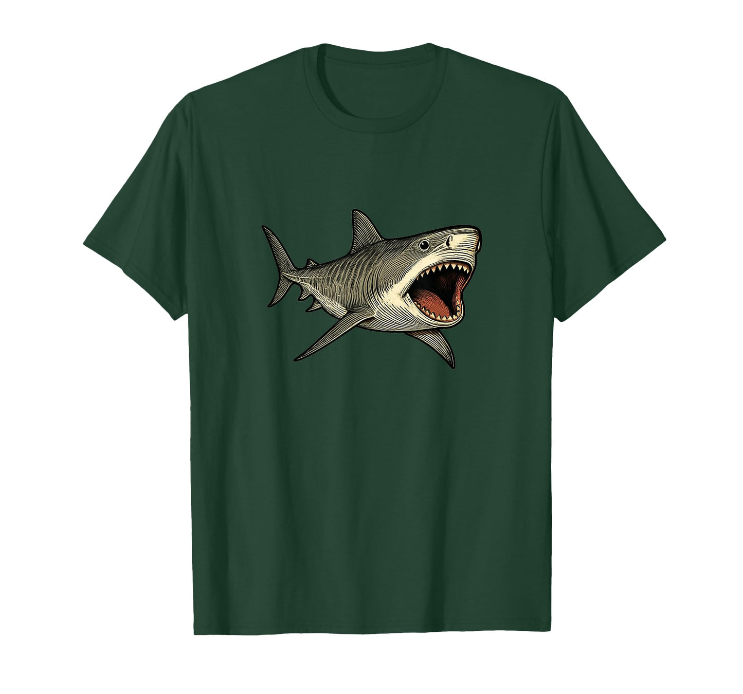 Tiger Shark with Open Mouth Ocean Design T-Shirt