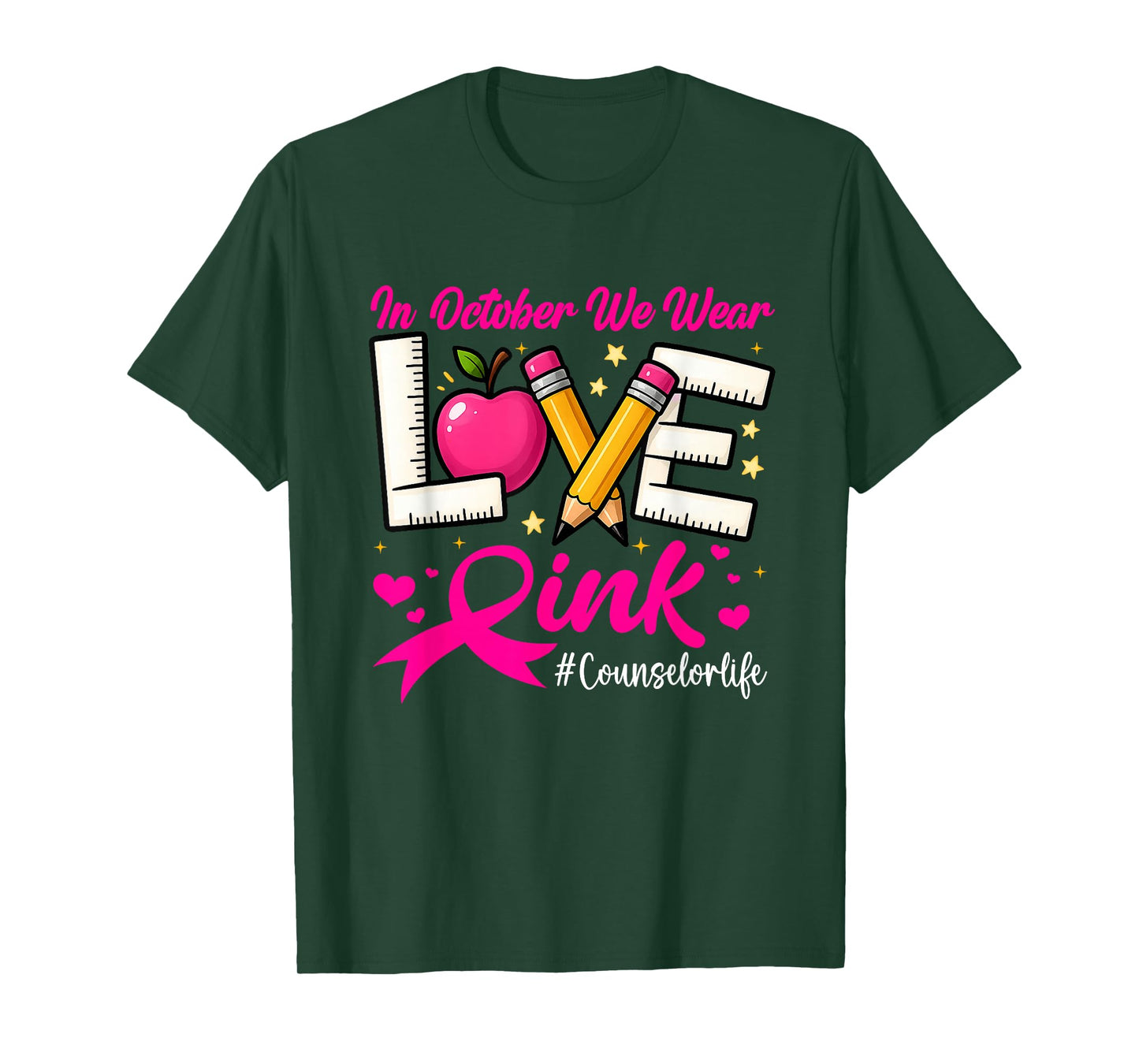 In October We Wear Pink Counselor Life Breast Cancer T-Shirt