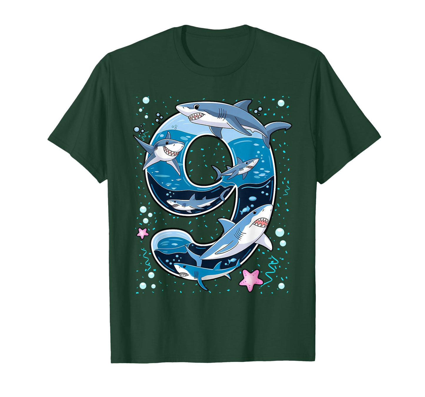 Kids 9th Birthday 9 Years Old Shark Boys Sea Ocean T-Shirt