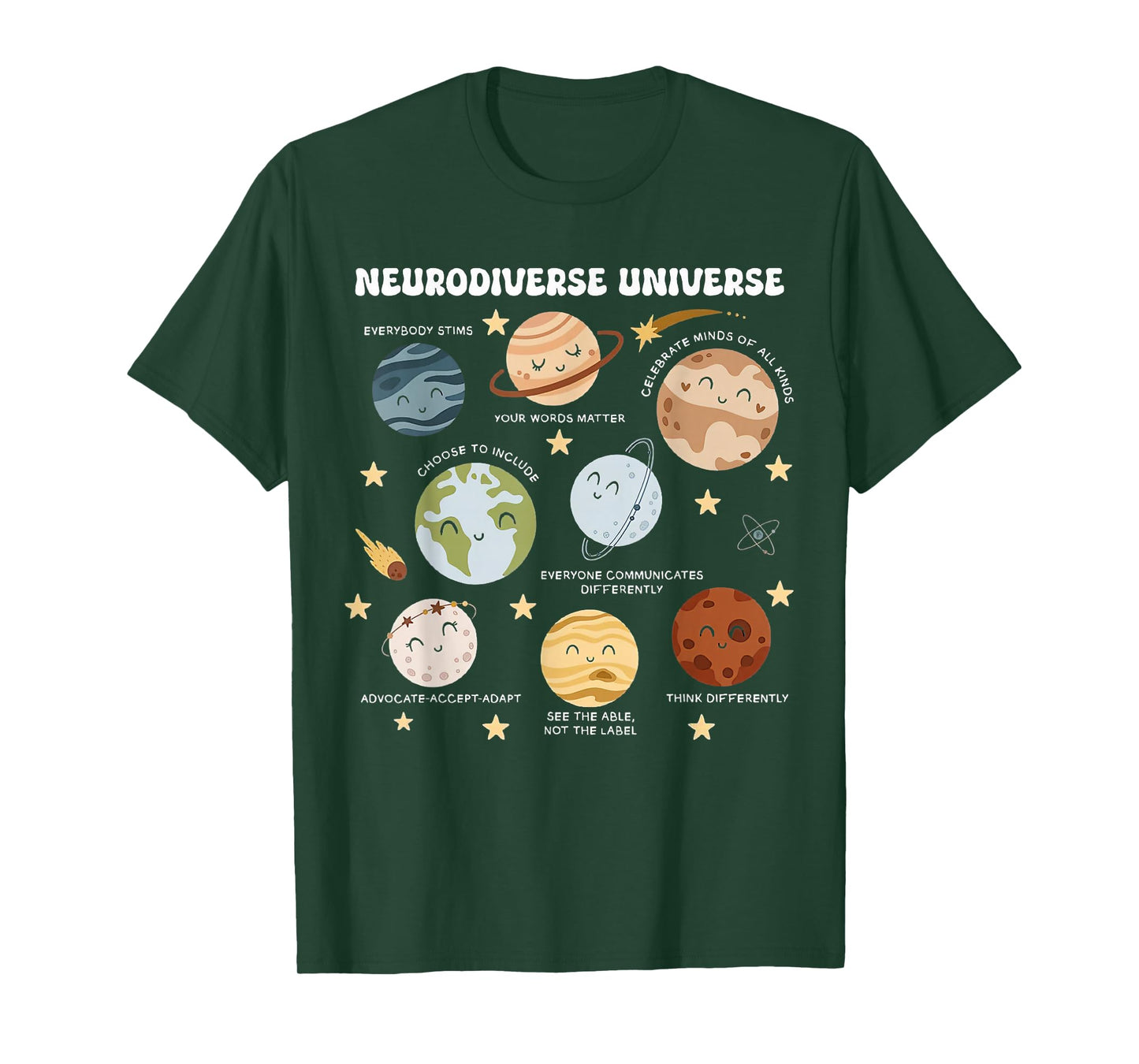 Neurodiverse Universe Space Planet Special Education Teacher T-Shirt