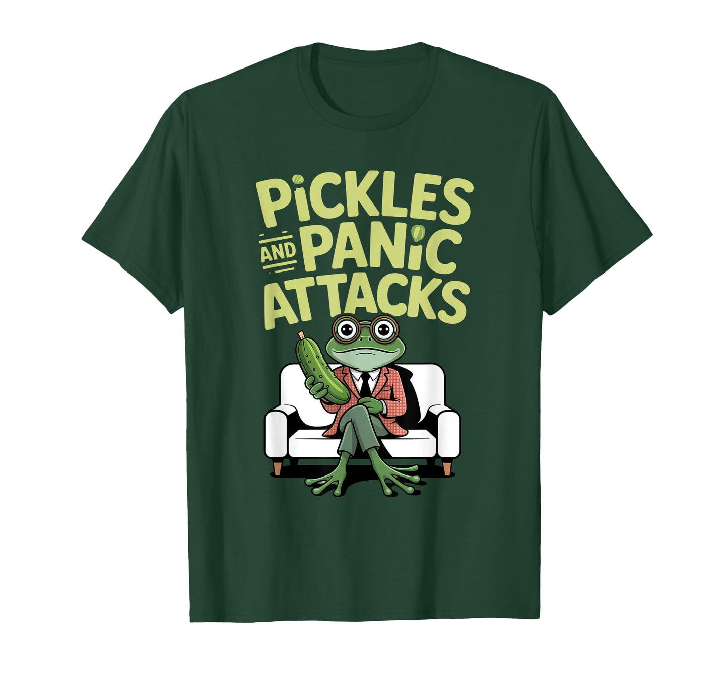 Pickles Panic Attacks Mental health Funny Frog Humor T-Shirt