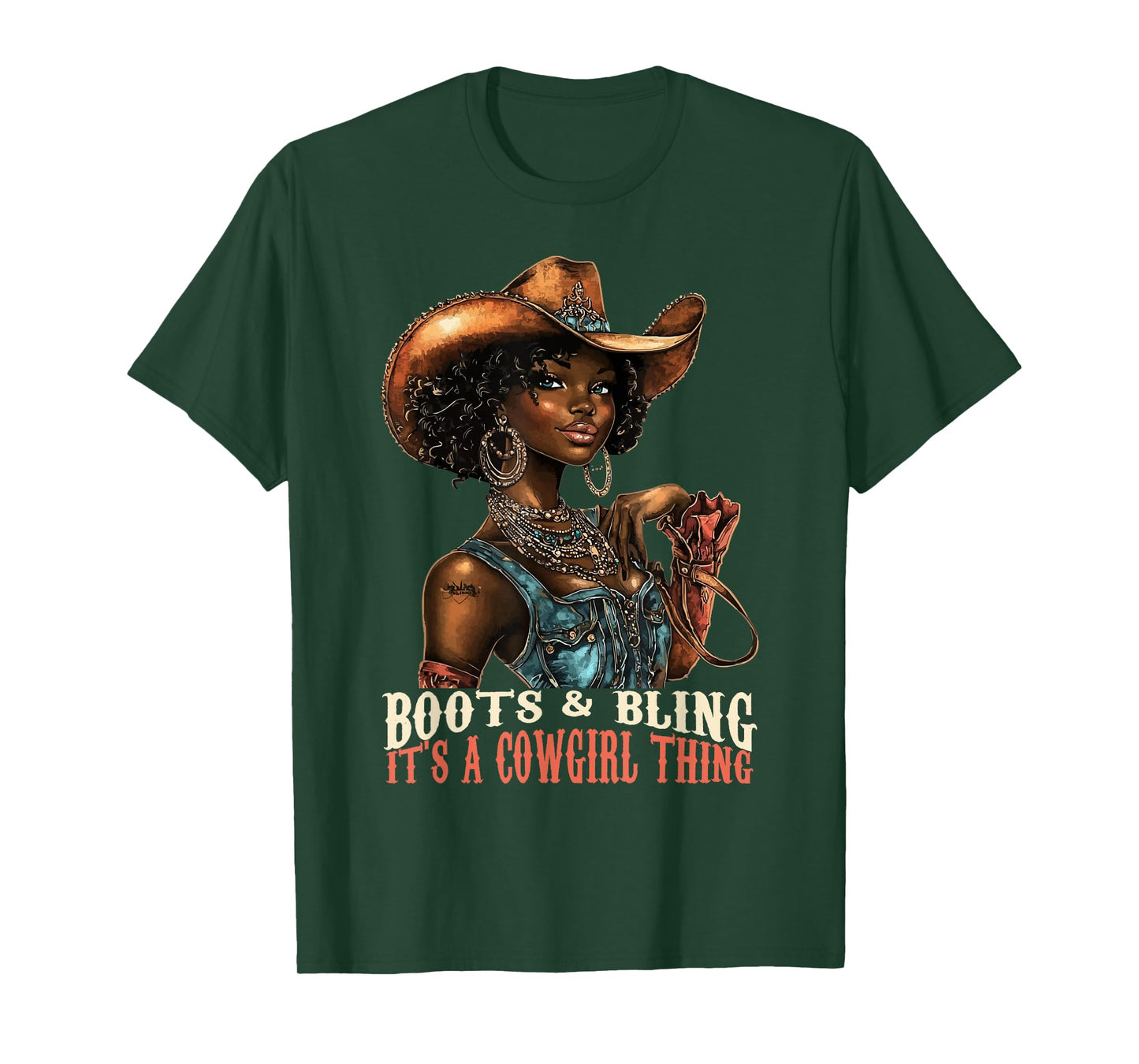 Boots and Bling it's Cowgirl Thing Western Country Melanin T-Shirt