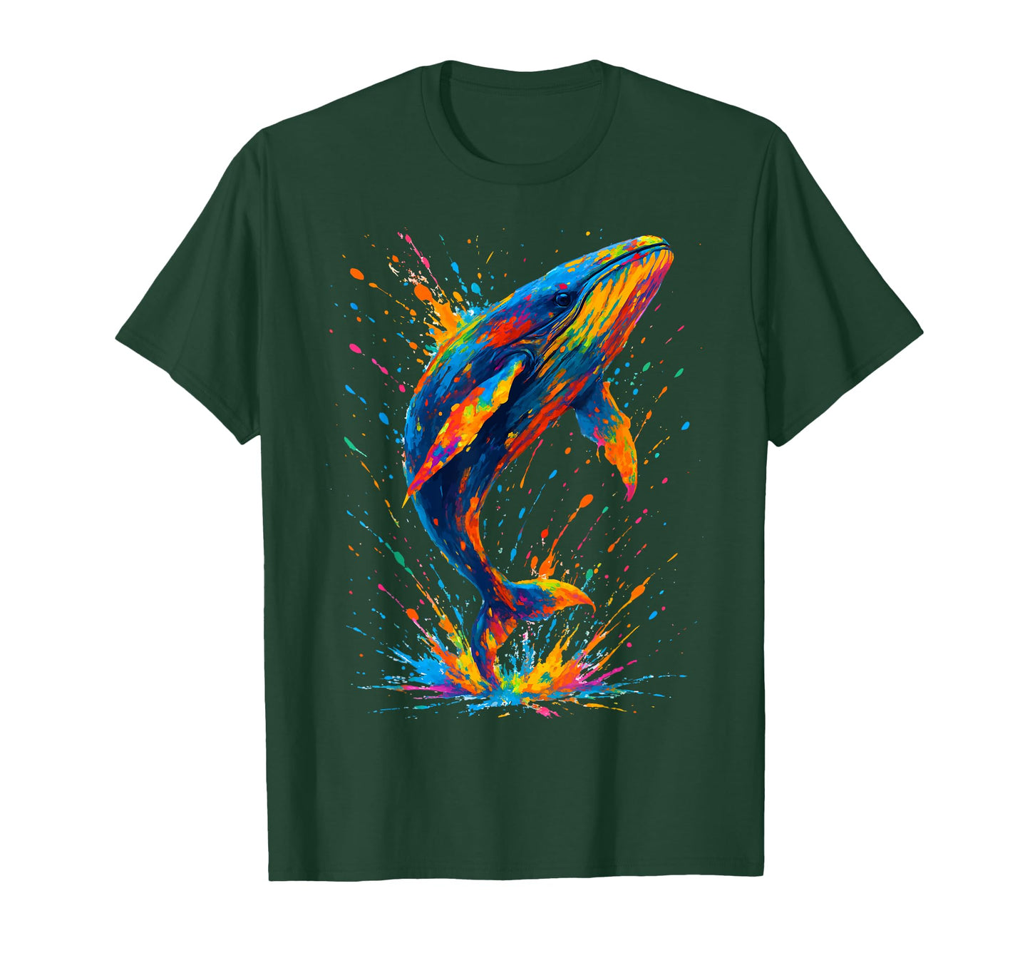 Colorful Whale Splash Ink Art Ocean Animal Whale lovers T-Shirt