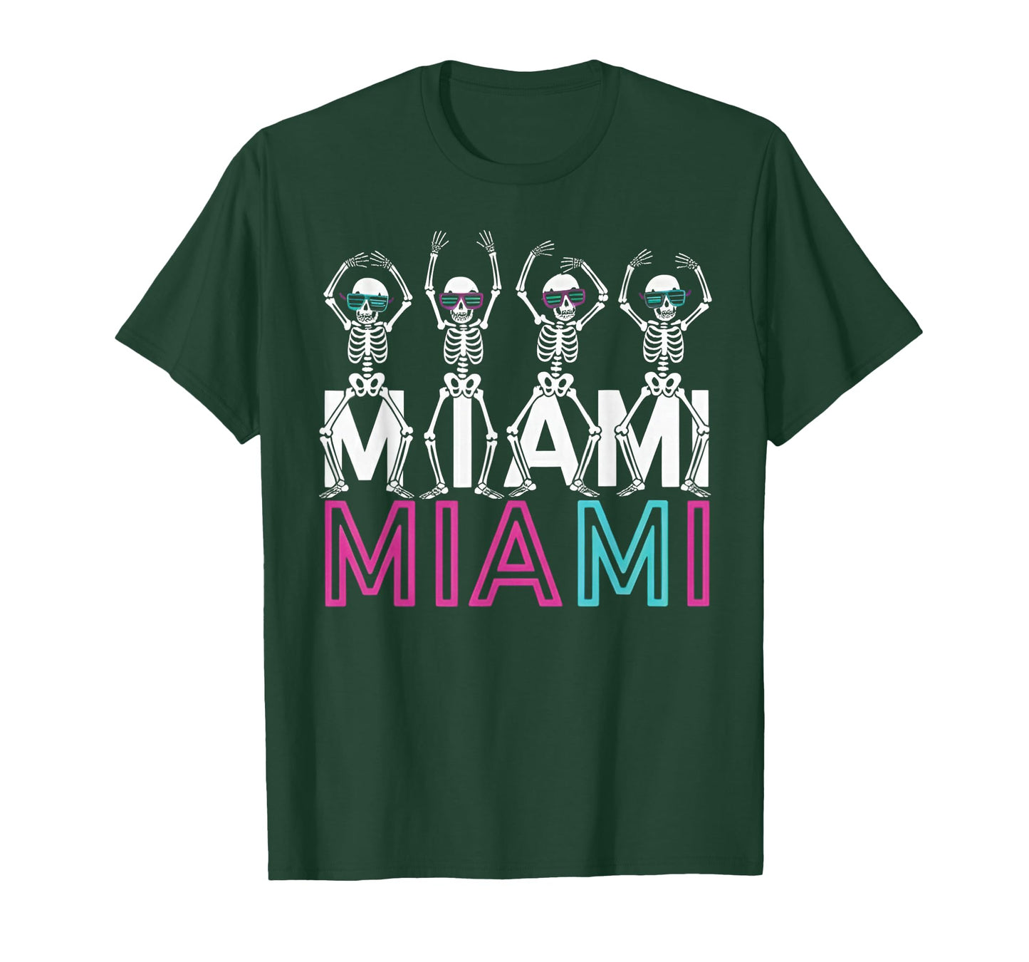 Funny Miami Florida Halloween Skeleton Classic Graphic Retro T-Shirt