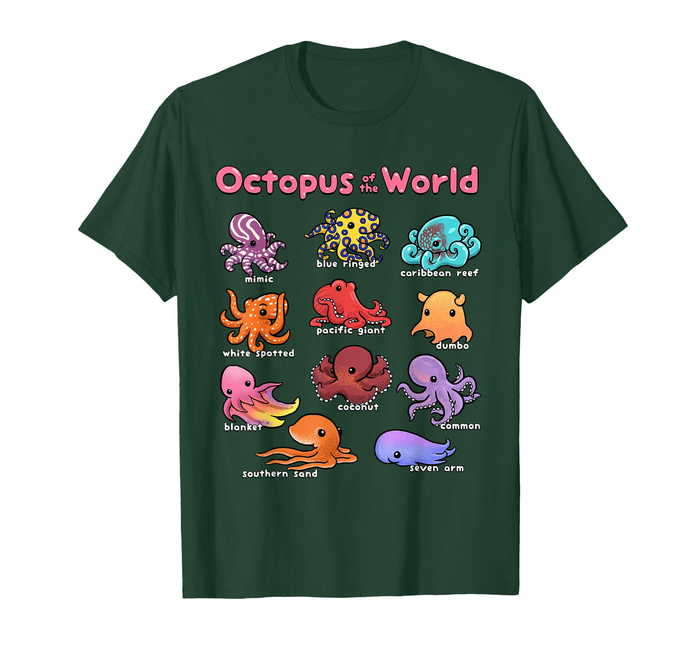 Octopus Sea Animals of the World Octopus Lover Marine Life T-Shirt