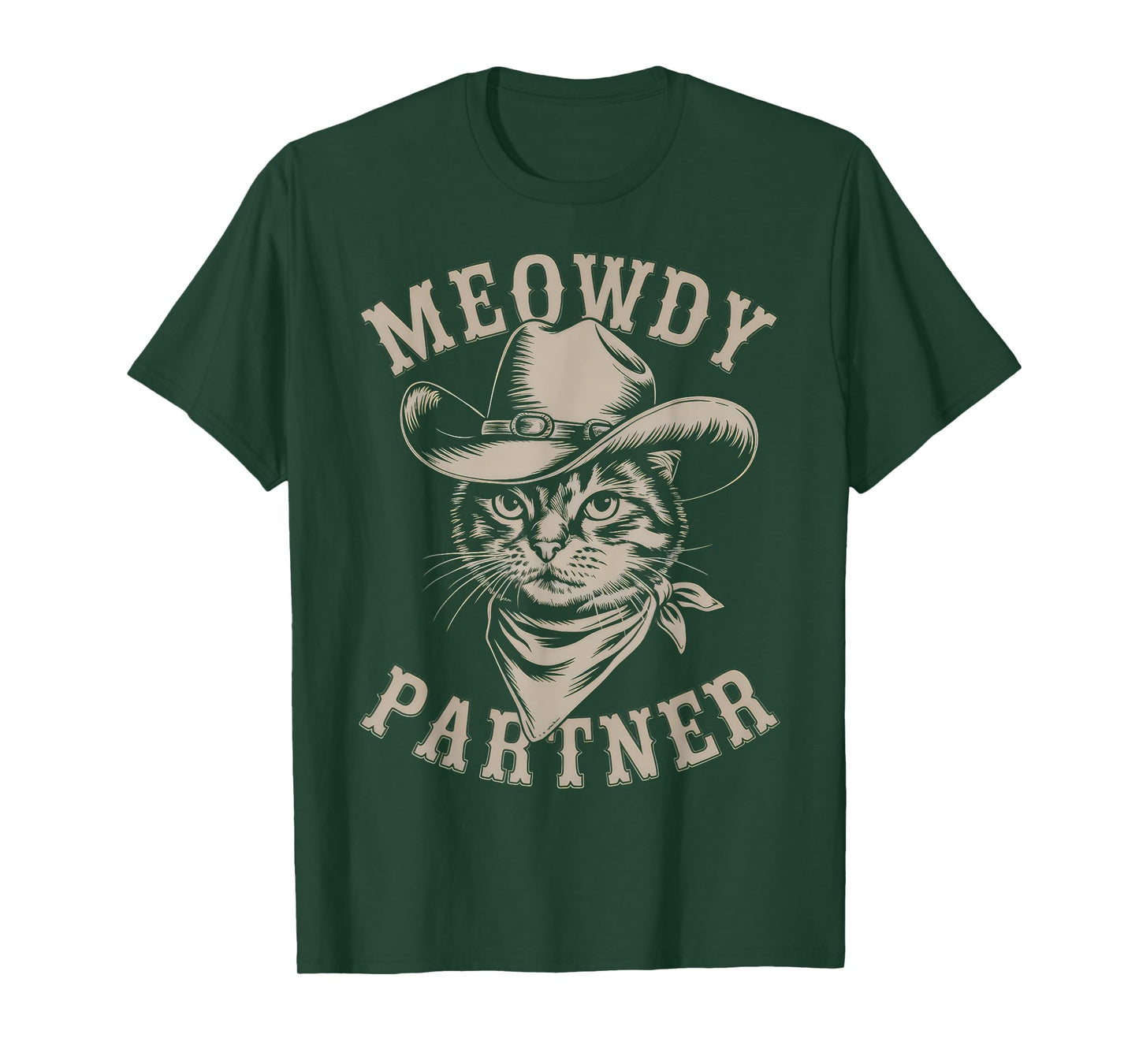Meowdy Cat Funny Cowboy Western Graphic Cat Lady Cat Dad T-Shirt