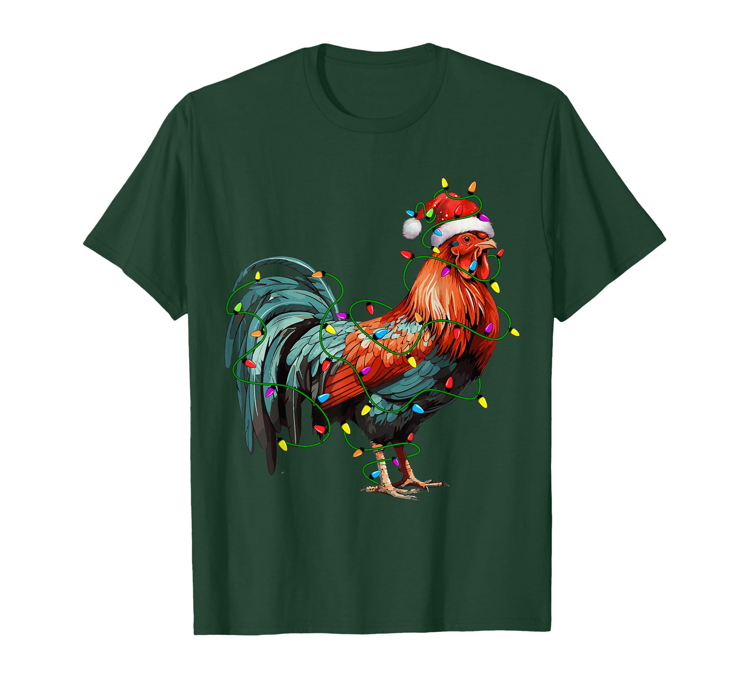 Chicken Santa Christmas Tree Lighting Xmas Funny T-Shirt