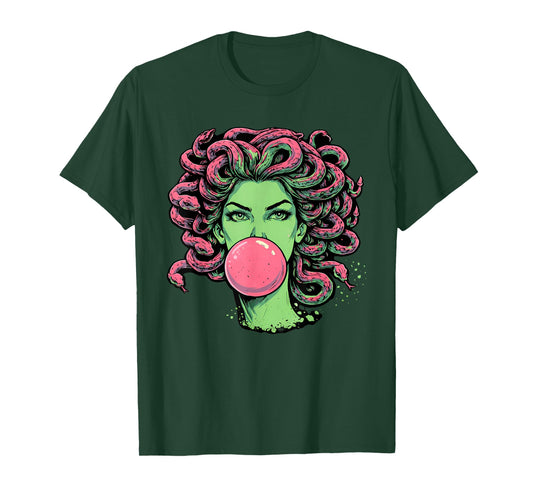 Medusa Bubblegum Greek Mythological Snake Hair Goddess T-Shirt - T-Shirt | Forest