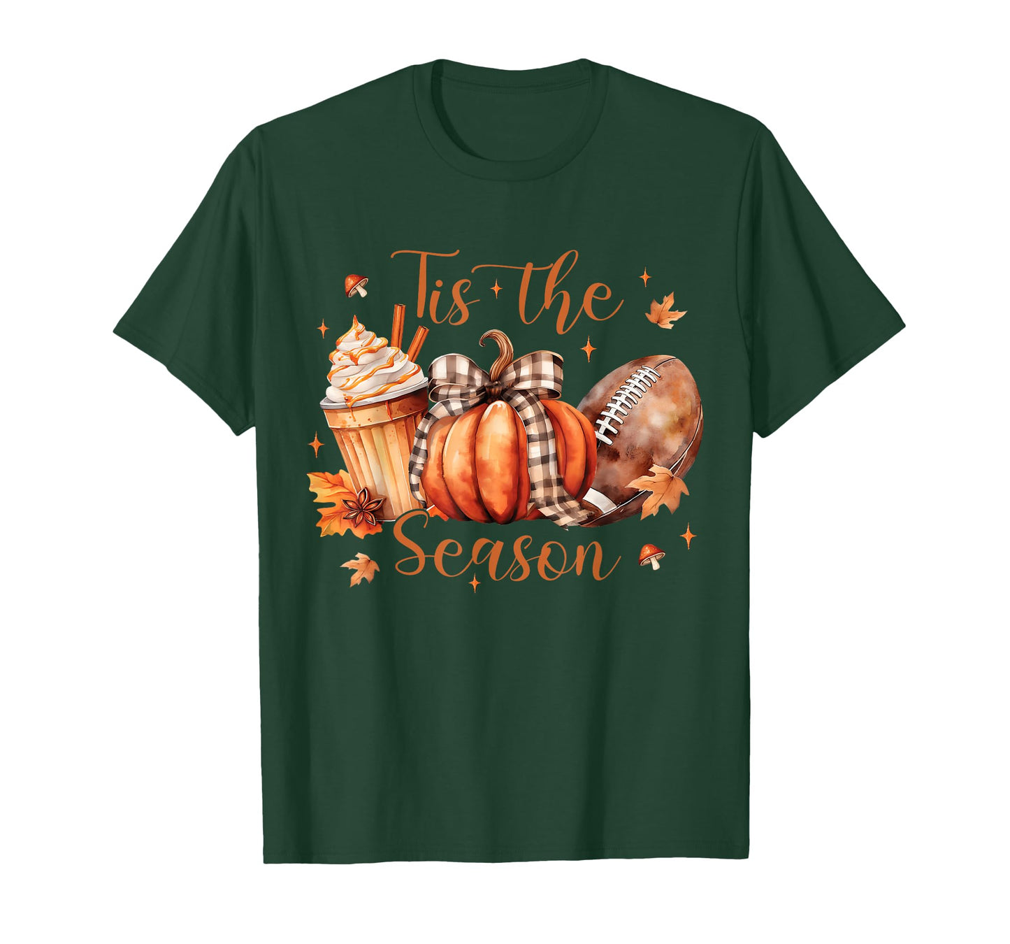 Coquette Tis The Season Pumpkin Thanksgiving Fall Football T-Shirt