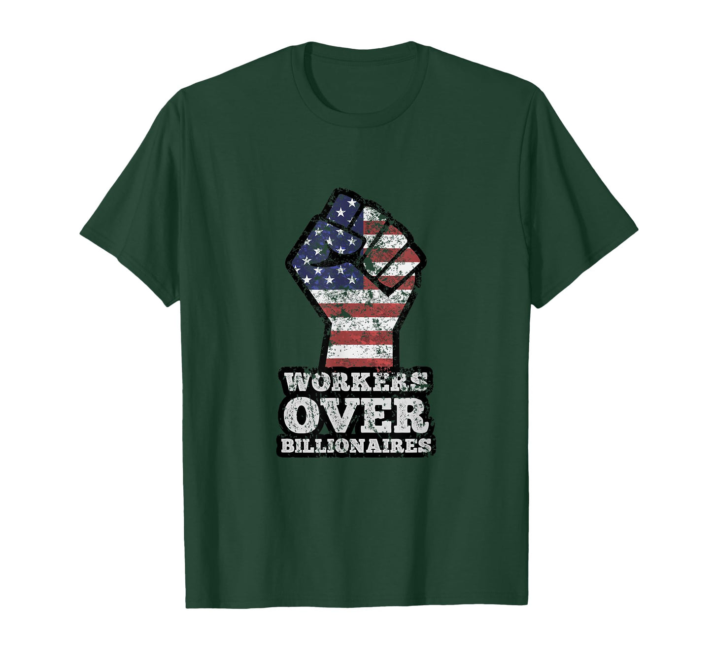 Workers Over Billionaires Fist Distressed T-Shirt