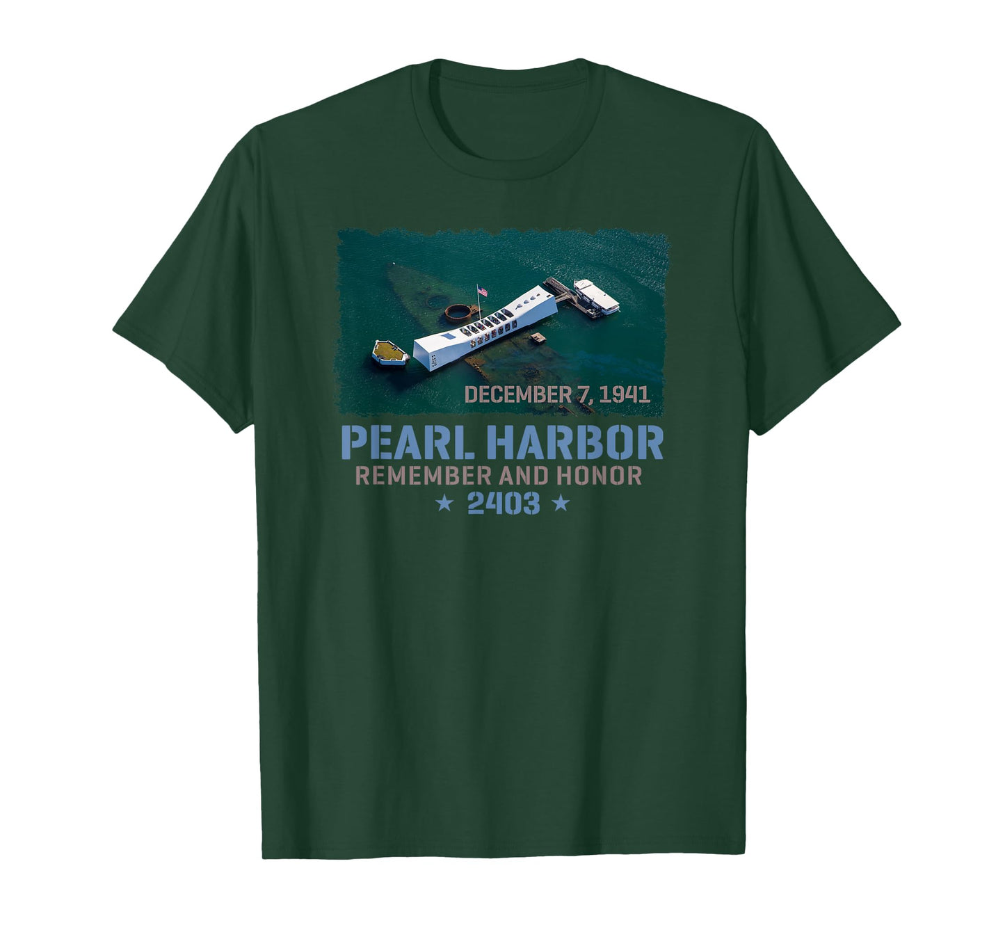 Pearl Harbor Remember and Honor USS Arizona Brush Print T-Shirt