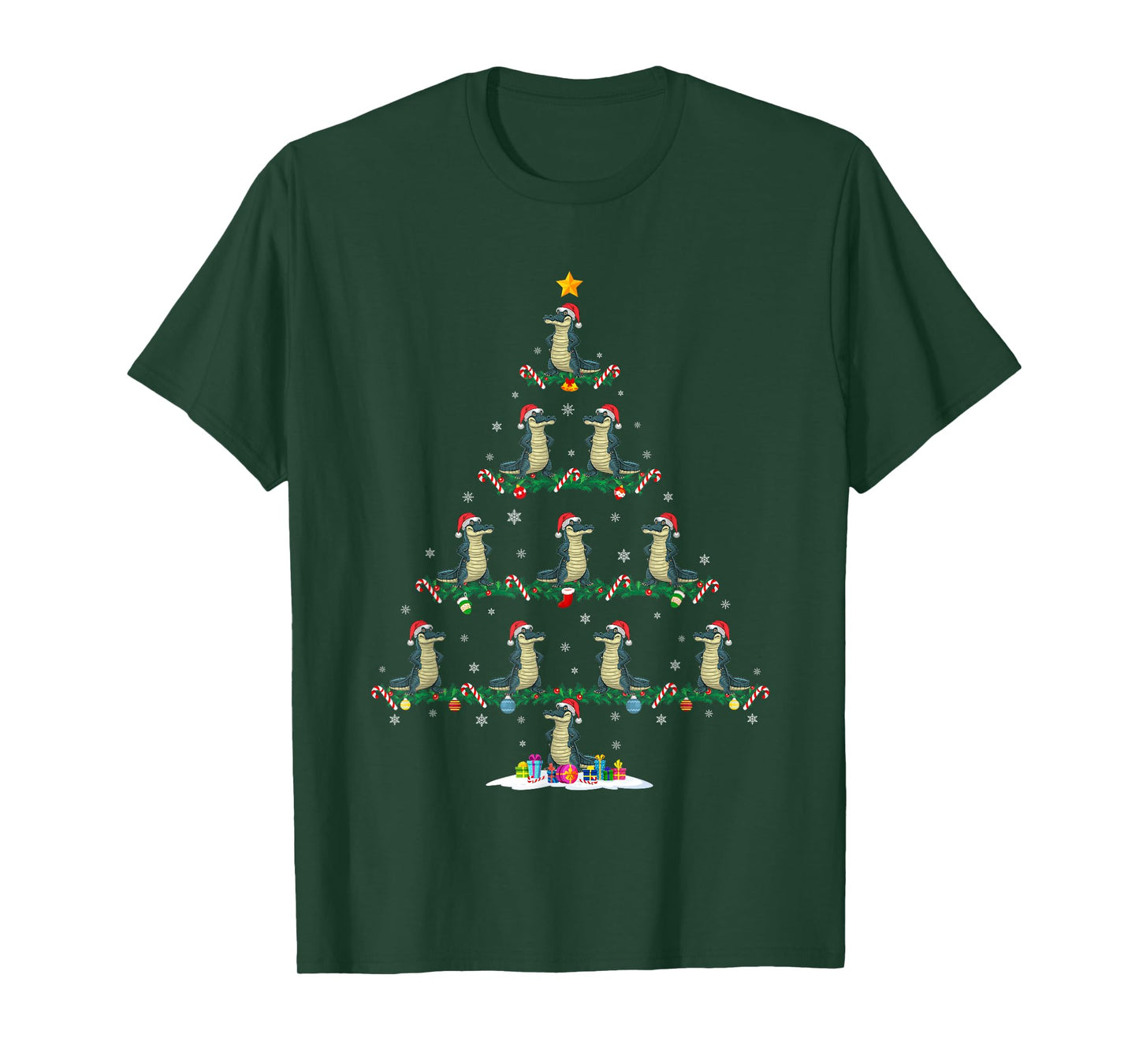 Alligator Christmas Tree Pajama Men Women Kids Ugly Xmas T-Shirt