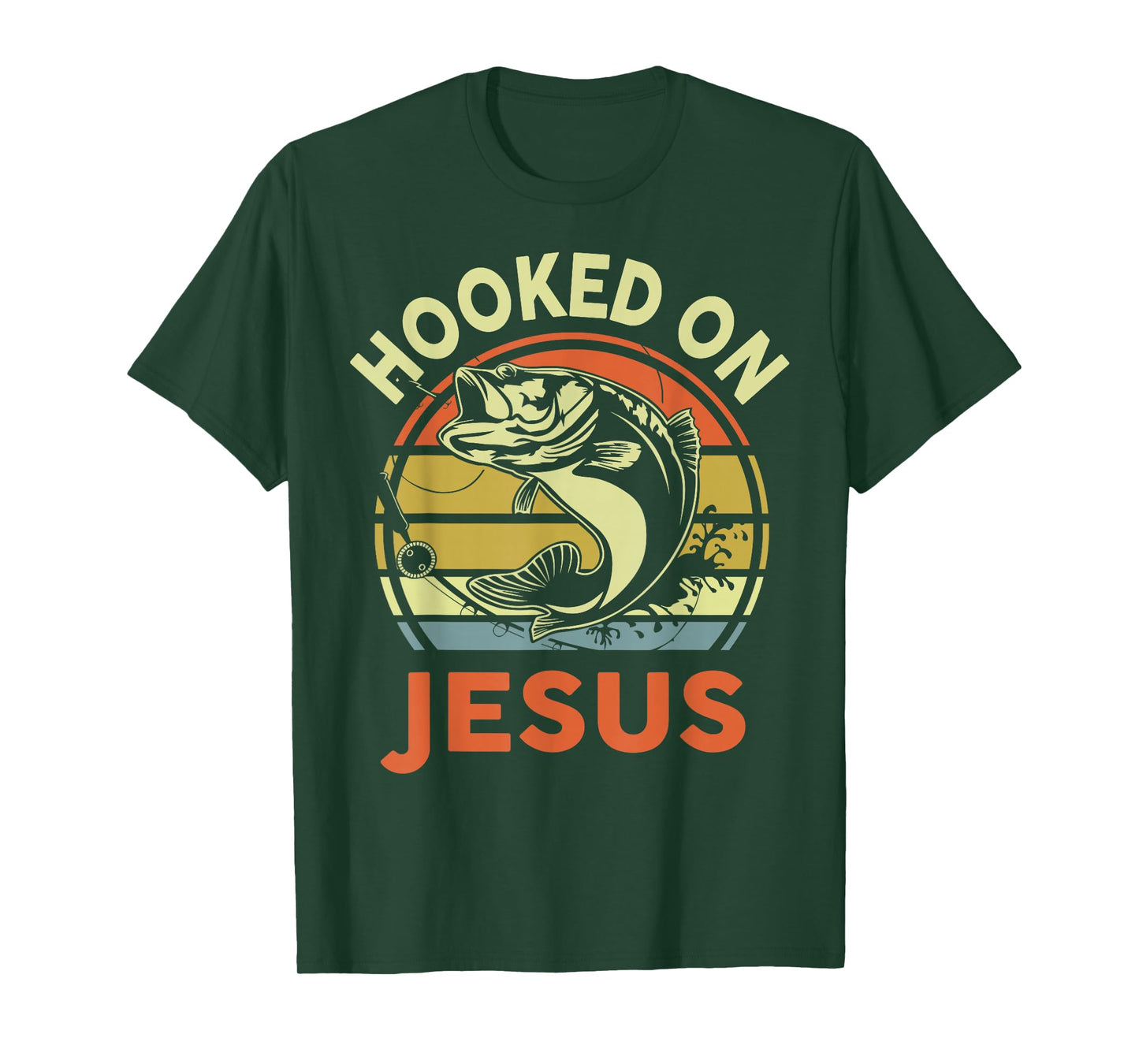 Hooked on Jesus Dad Fishing Gift Funny Fishing Christian T-Shirt