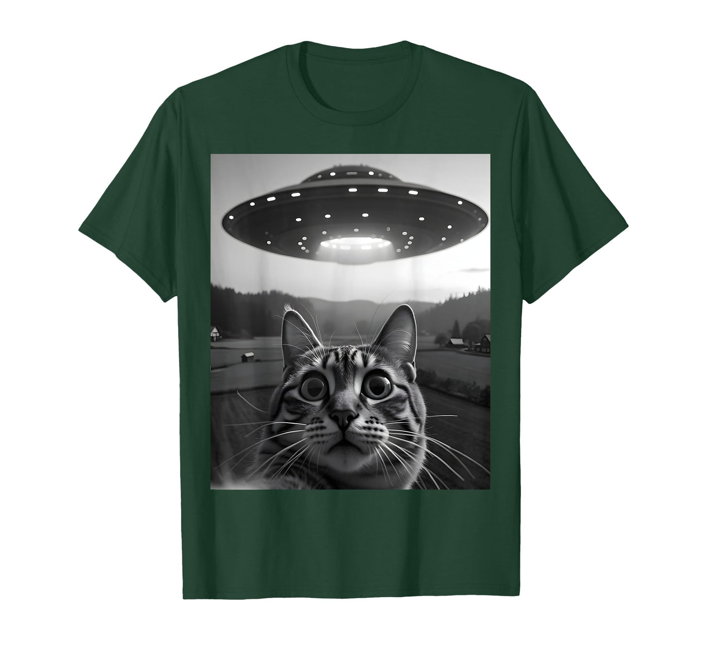 Cat Selfie With Alien UFO Funny Cat T-Shirt