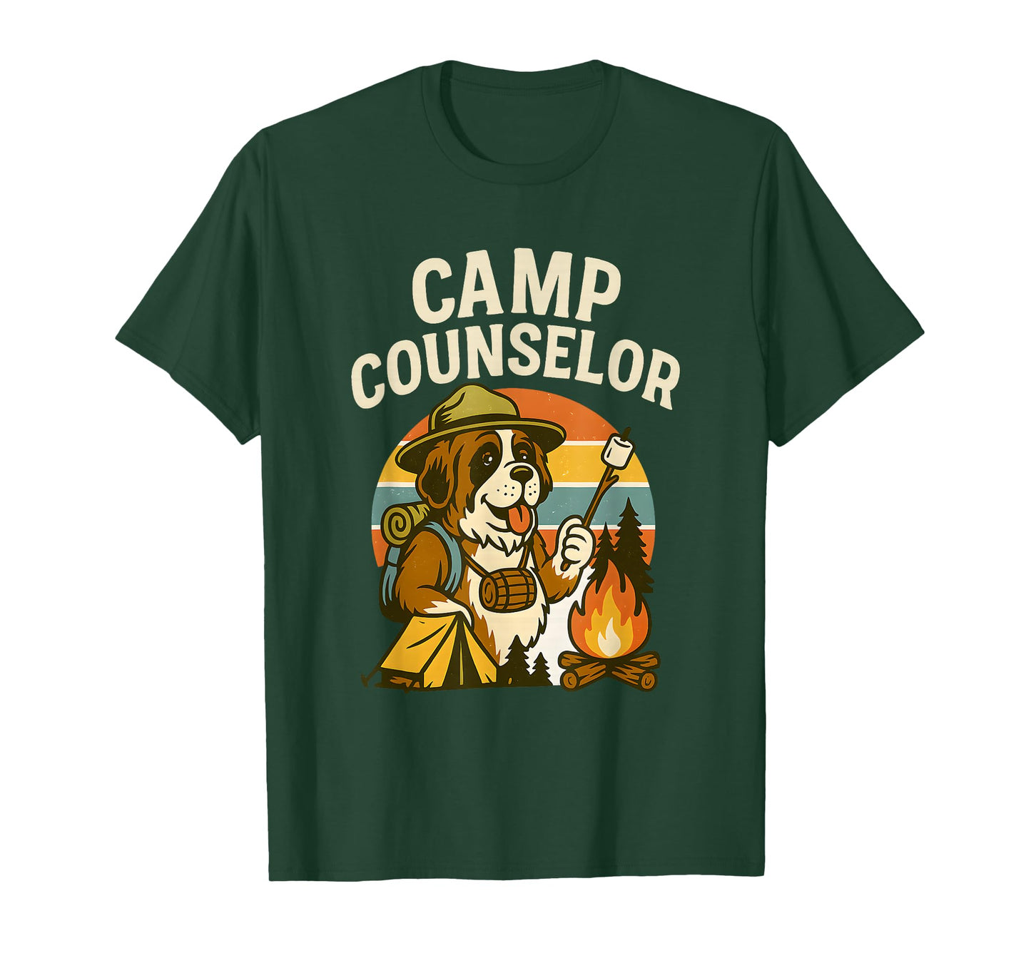 Camp Counselor Funny Dog Campfire Outdoor Design T-Shirt