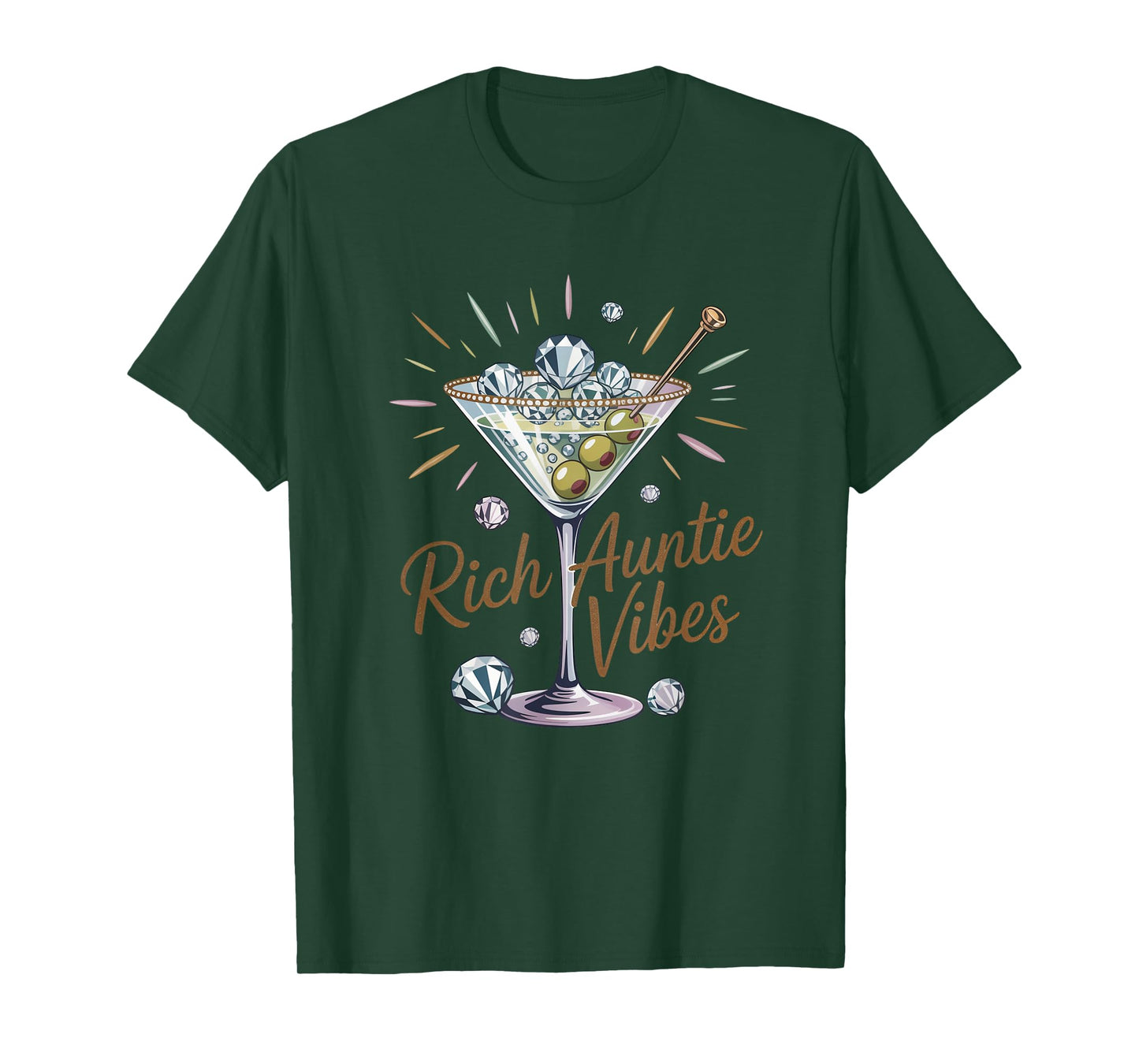 Rich Auntie Vibes Glam Funny Luxe Diamond Martini T-Shirt