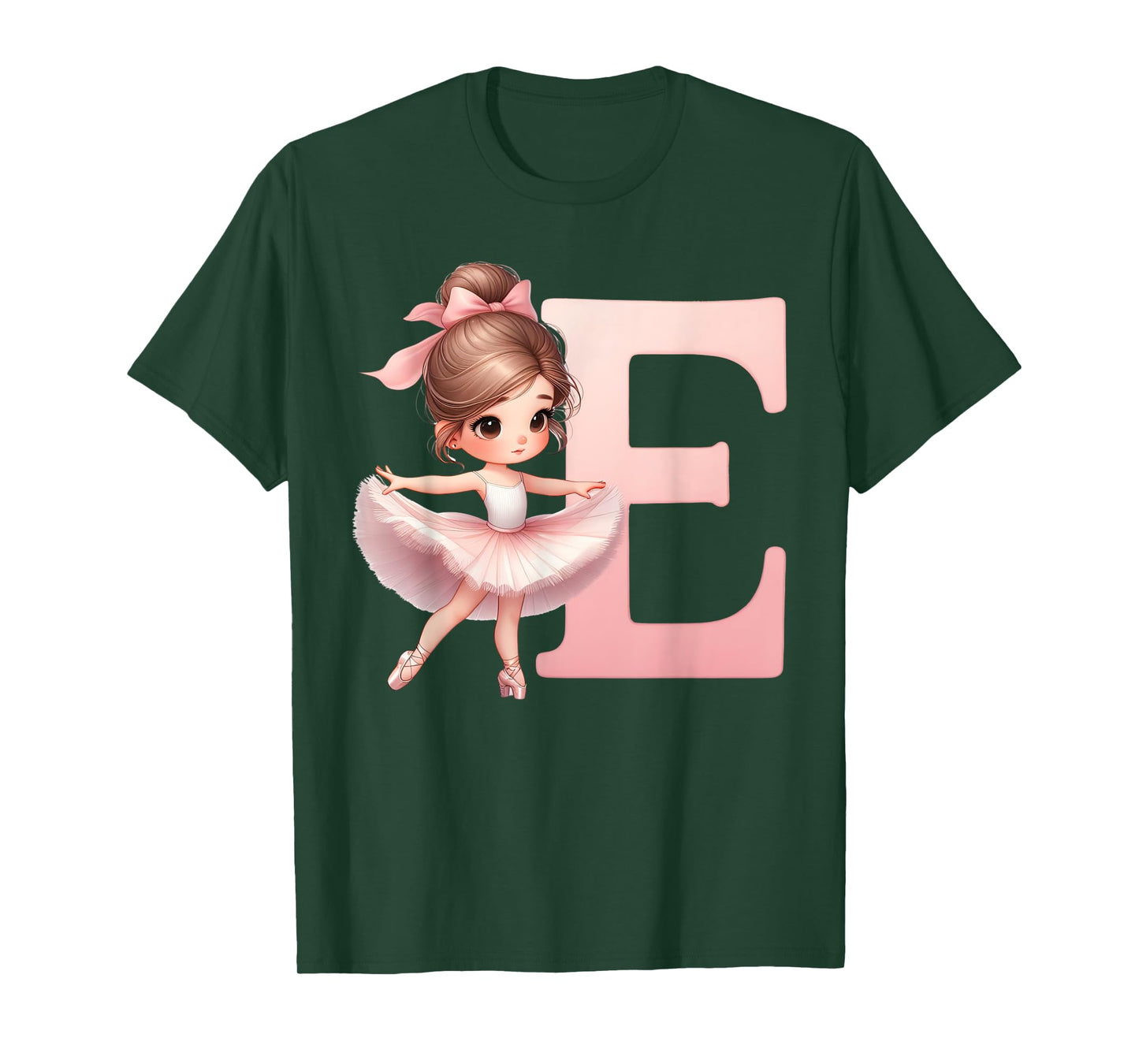 Ballerina Girl Dancing Name First Letter E Girly Tutu Ballet T-Shirt