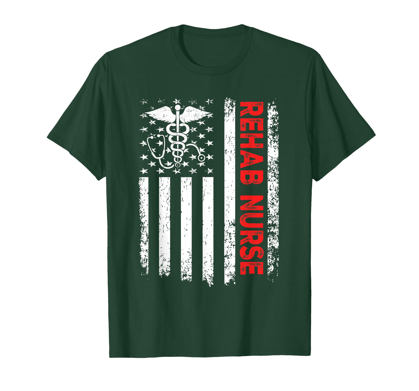 Rehab Nurse American Flag Patriotic Rehab Nurse 4th Of July Women Men T-Shirt