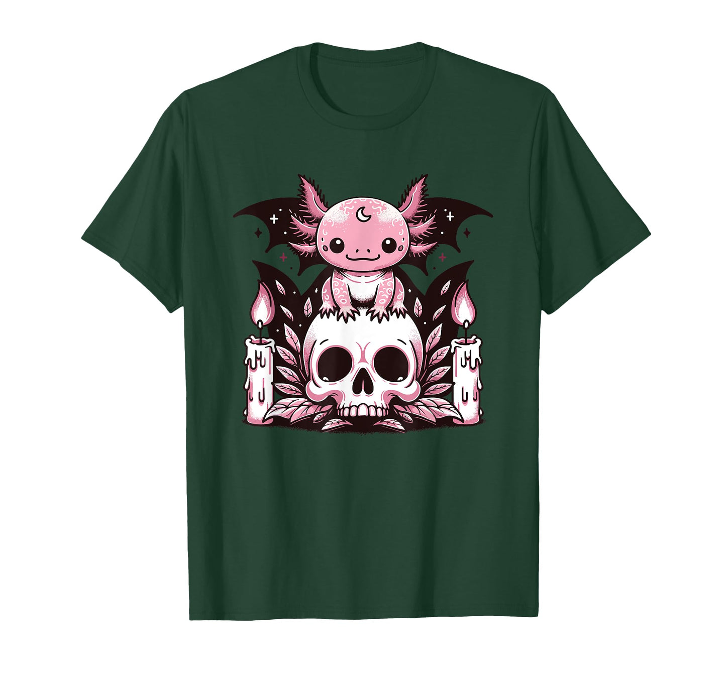 Kawaii Pastel Goth Cute Creepy Axolotl Bat Skeleton T-Shirt