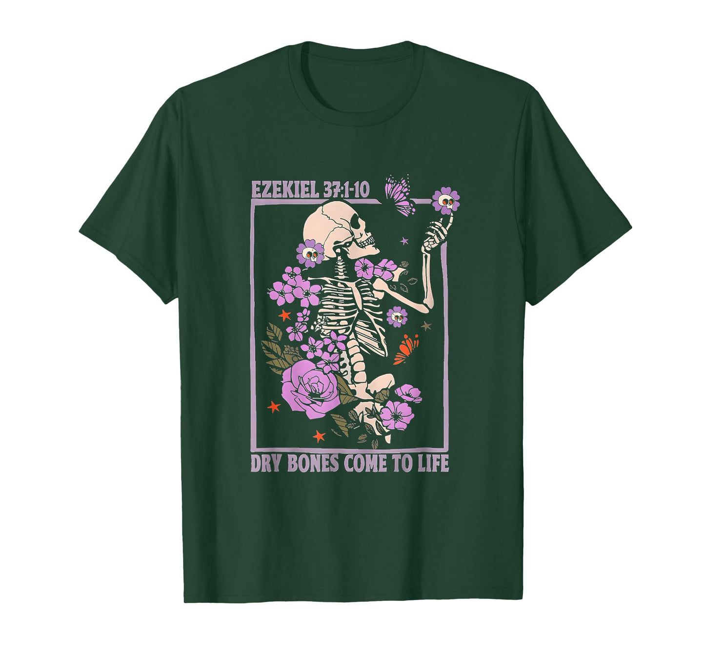 Dry Bone Come to Life Skeleton Floral Christian Halloween T-Shirt