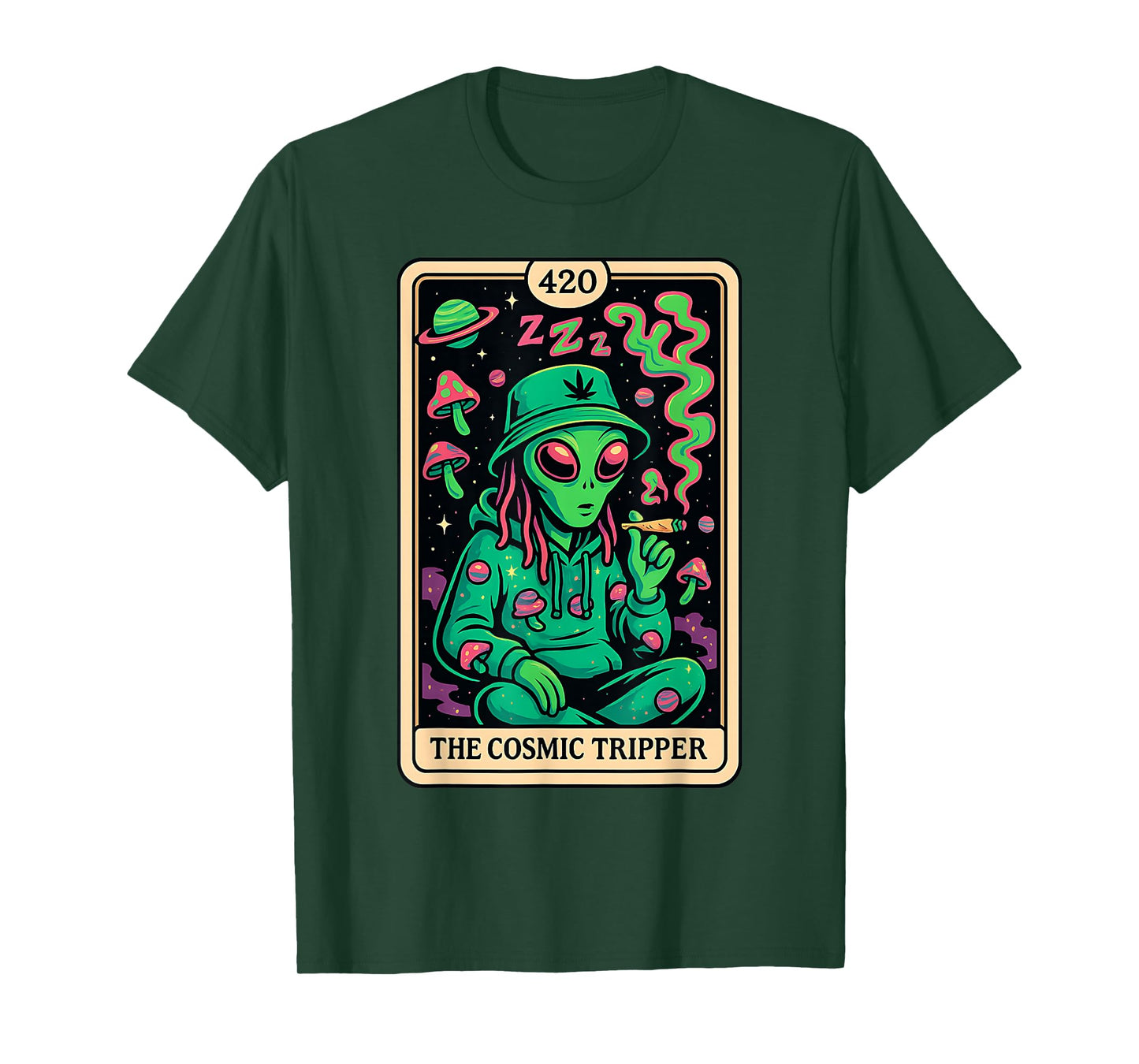 Cosmic Tripper Alien 420 Stoner Psychedelic Weed Space Vibe T-Shirt