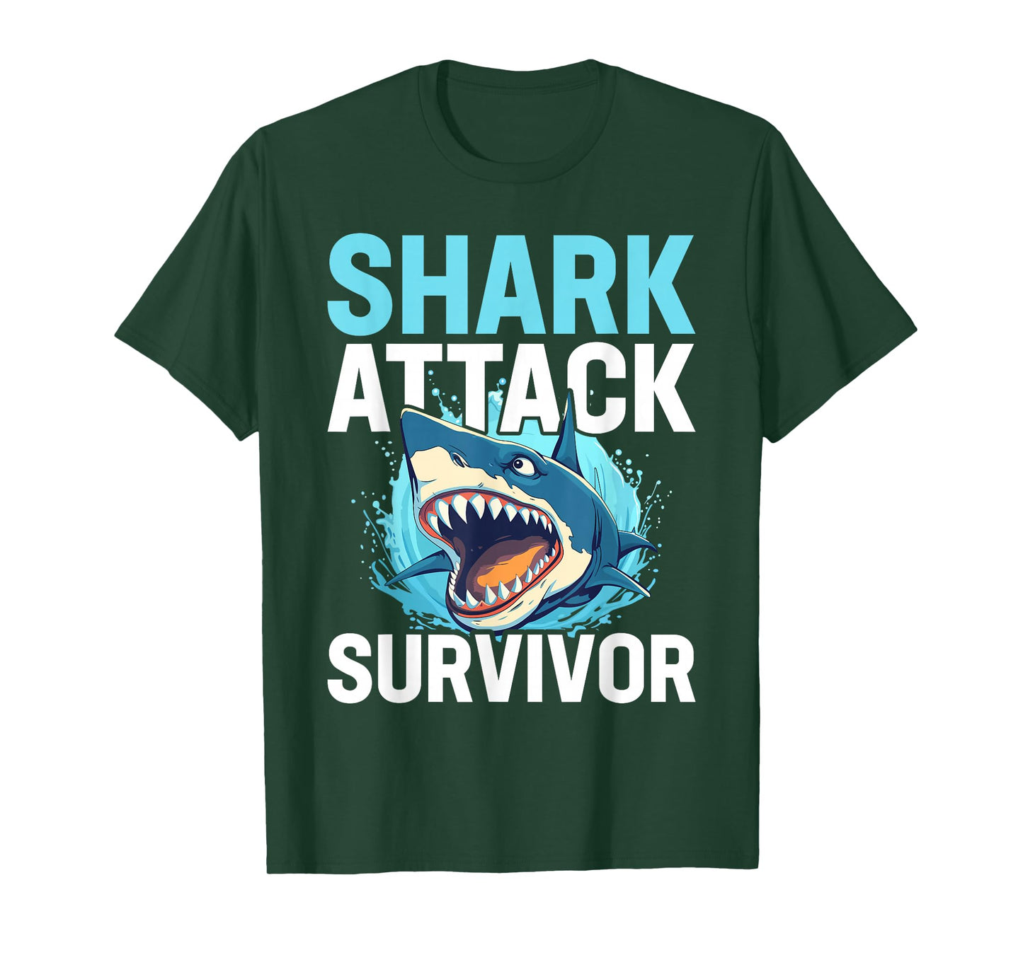 Shark Attack Survivor Men Women Shark Bite Vintage T-Shirt