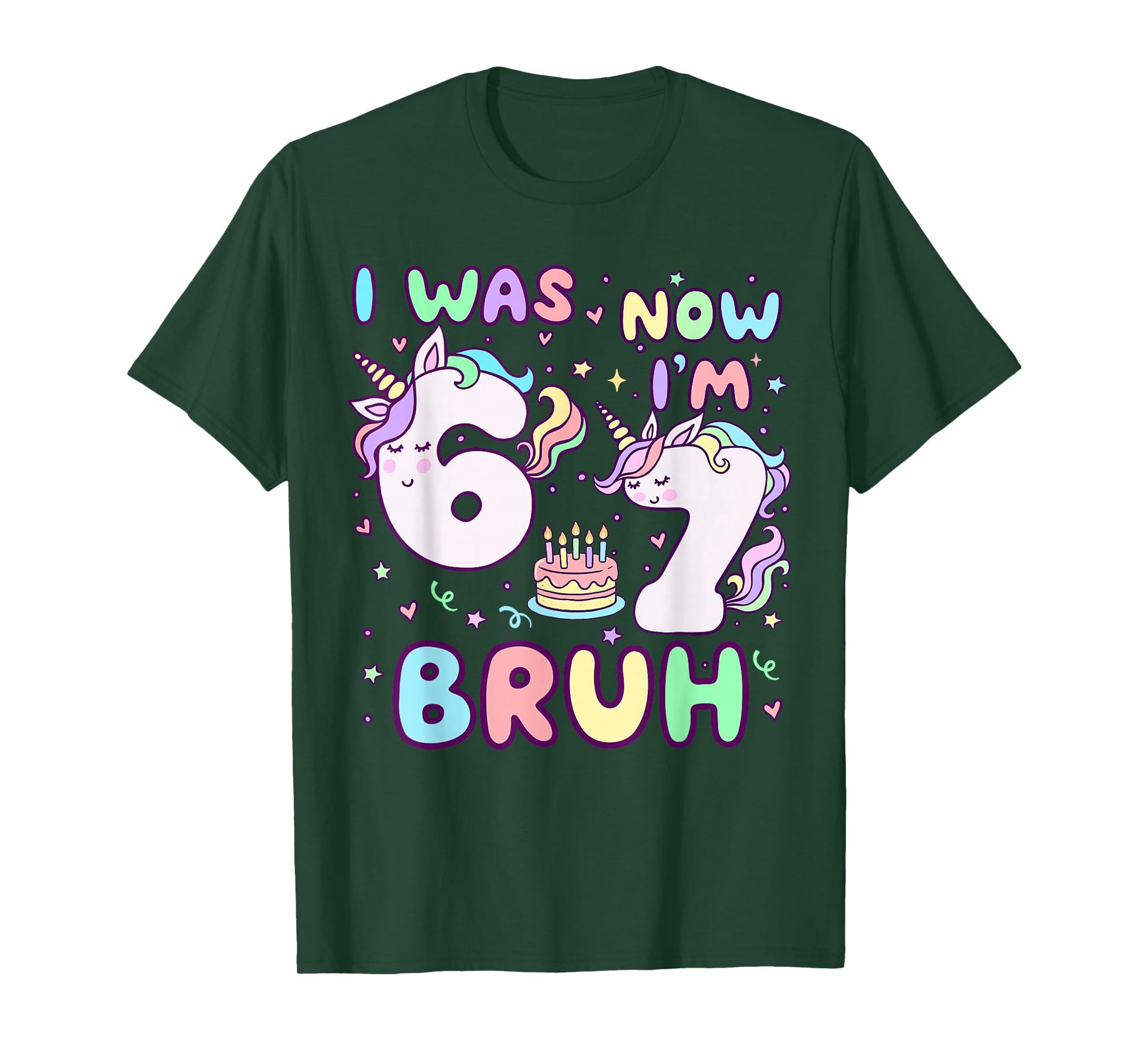 I was 6 Now I'm 7 Birthday Unicorn Kids Cute Birthday Girl T-Shirt - T-Shirt | Forest