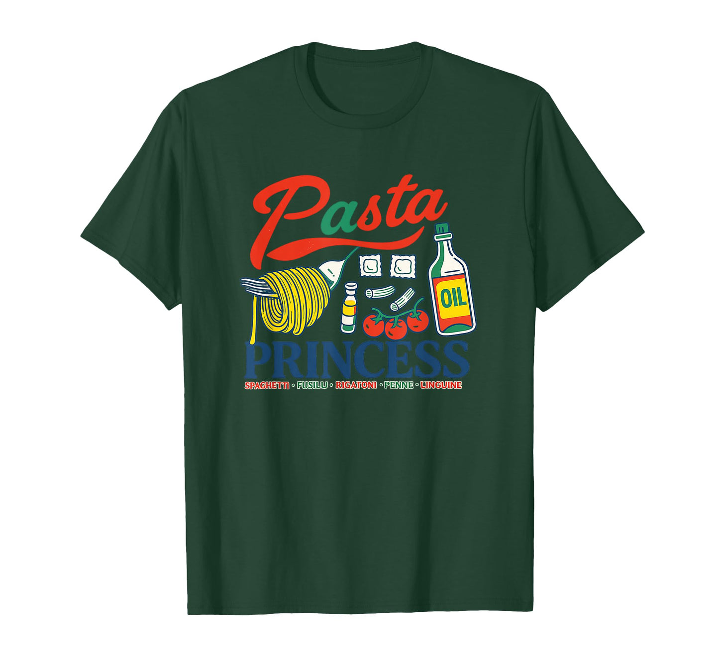 Pasta Princess Retro Foodie Doodle Art Design T-Shirt